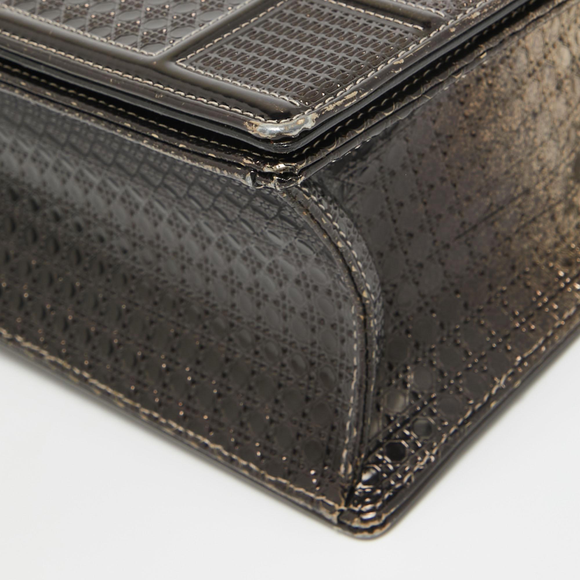 Dior Gold/Dark Brown Ombre Patent Leather Large Diorama Shoulder Bag For Sale 7