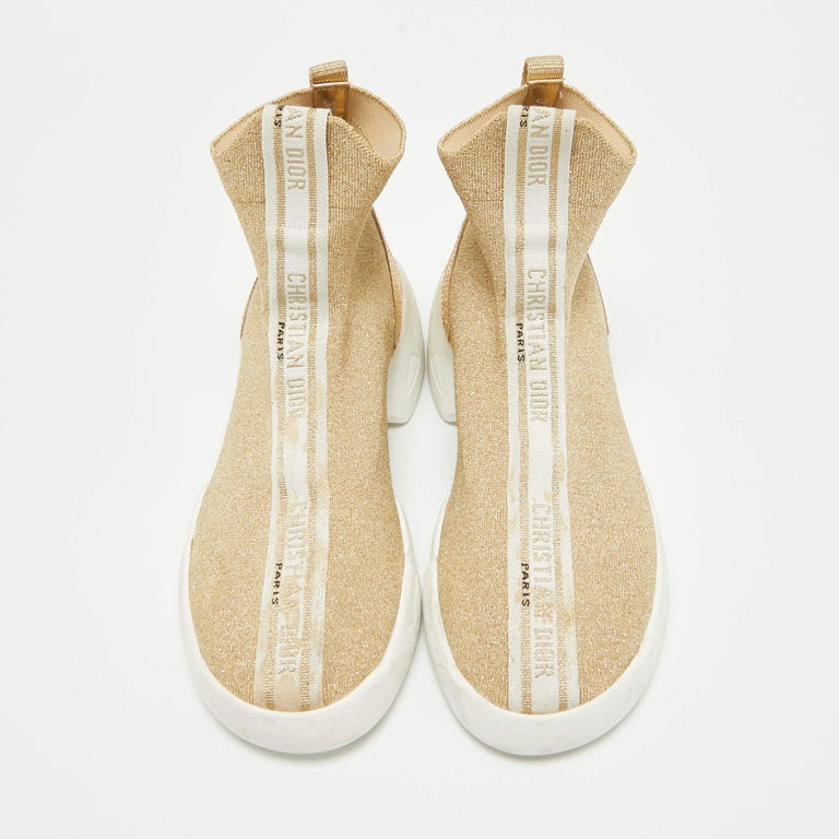 Designer Sneakers Christian Dior Sock Shoes Dior Gold Glitter