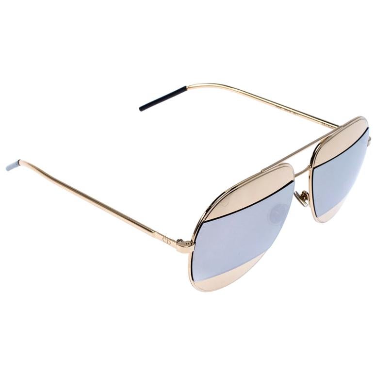 Dior Gold/Grey Diorsplit1 Aviator Sunglasses