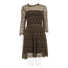 Dior Gold Lace Floral Mini Length Dress Size L