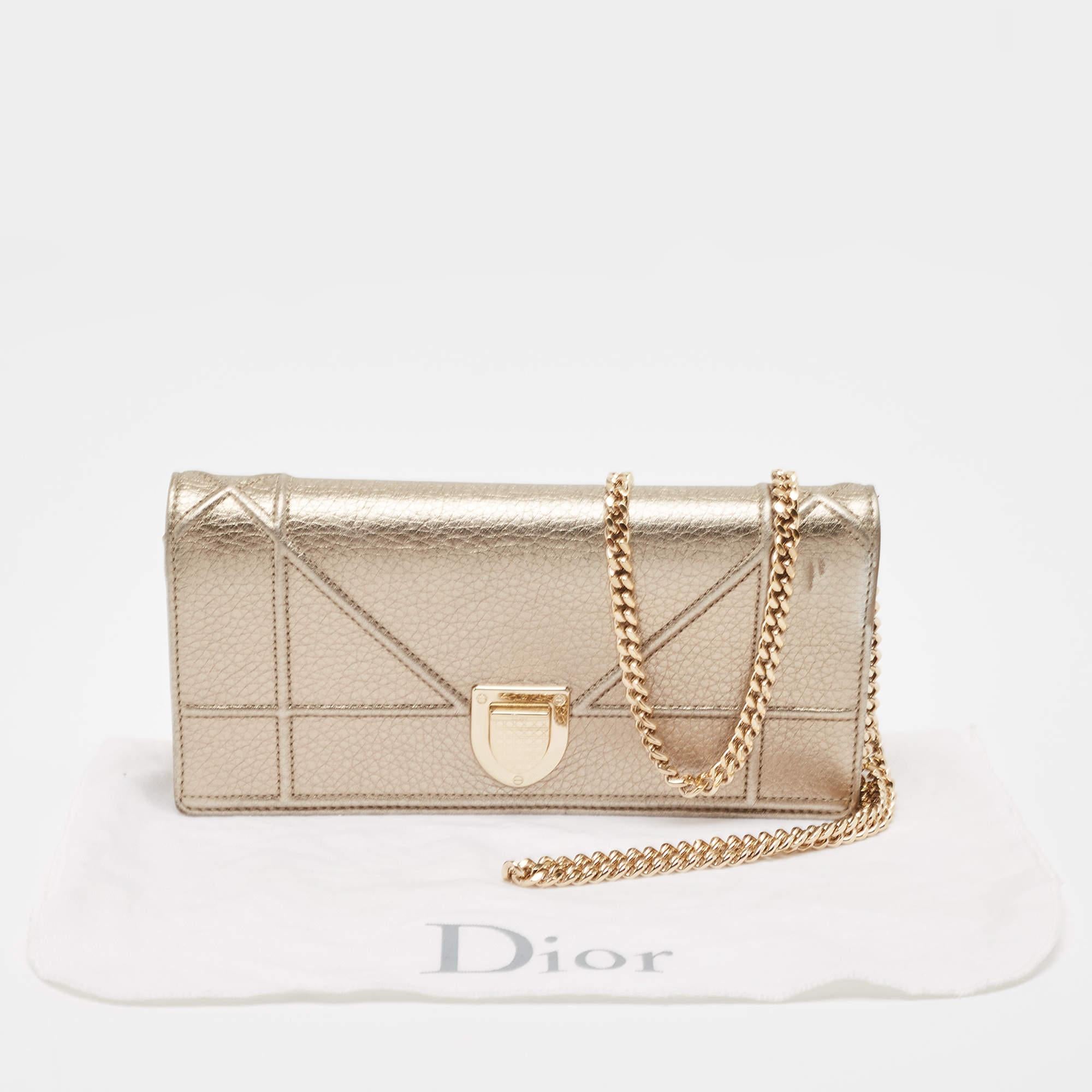 Dior Gold Leather Diorama Chain Clutch 9