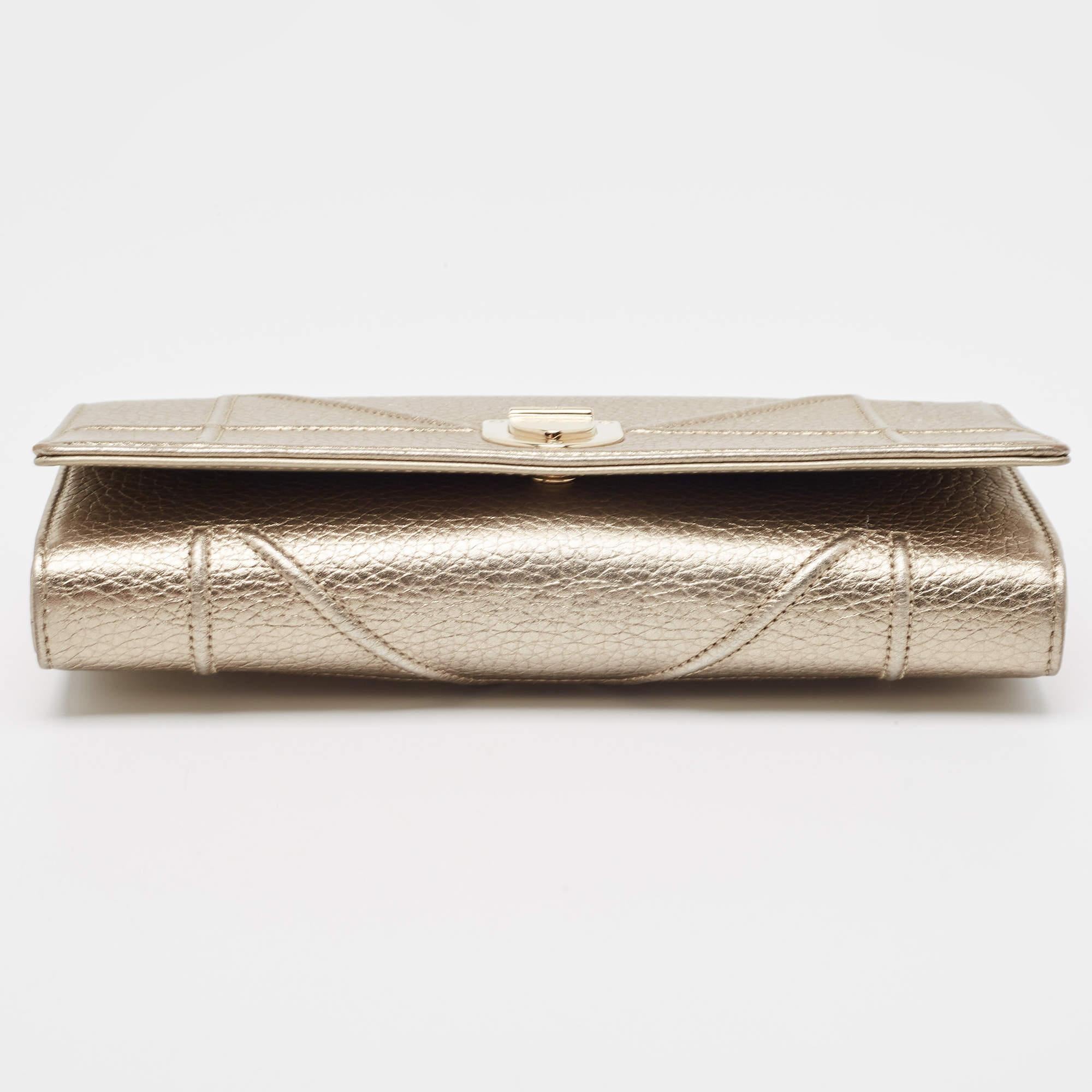 Dior Gold Leather Diorama Chain Clutch 5