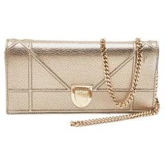 Dior Gold Leather Diorama Chain Clutch