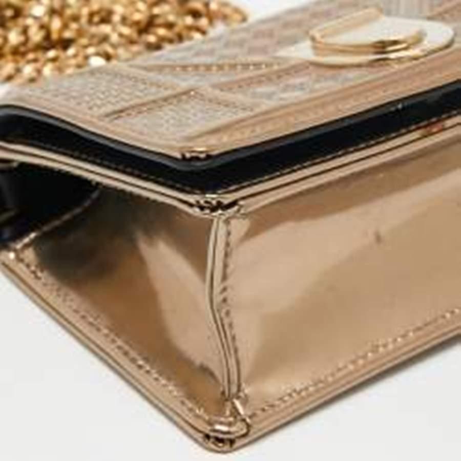  Dior Gold Leather Diorama Wallet On Chain 6