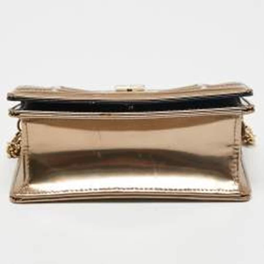 Women's  Dior Gold Leather Diorama Wallet On Chain