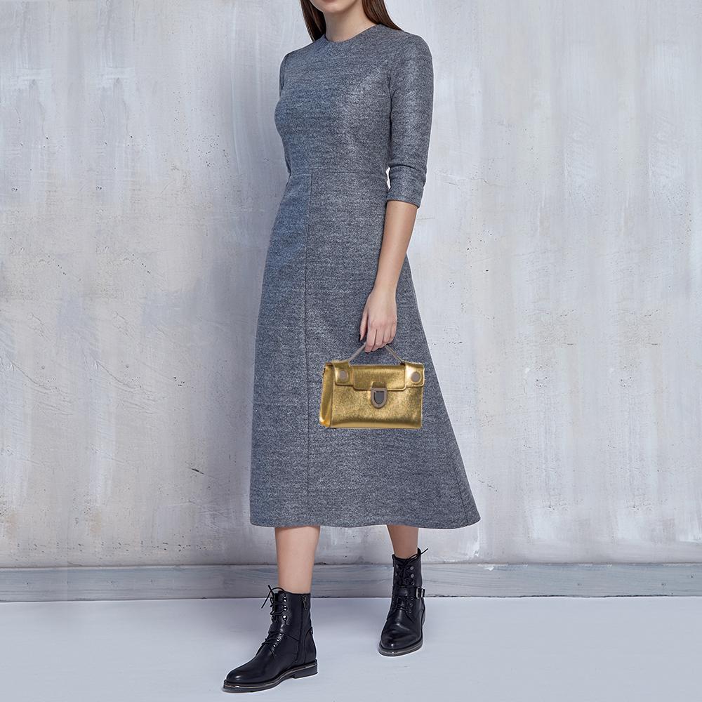 Dior Gold Leather Diorever Clutch 5