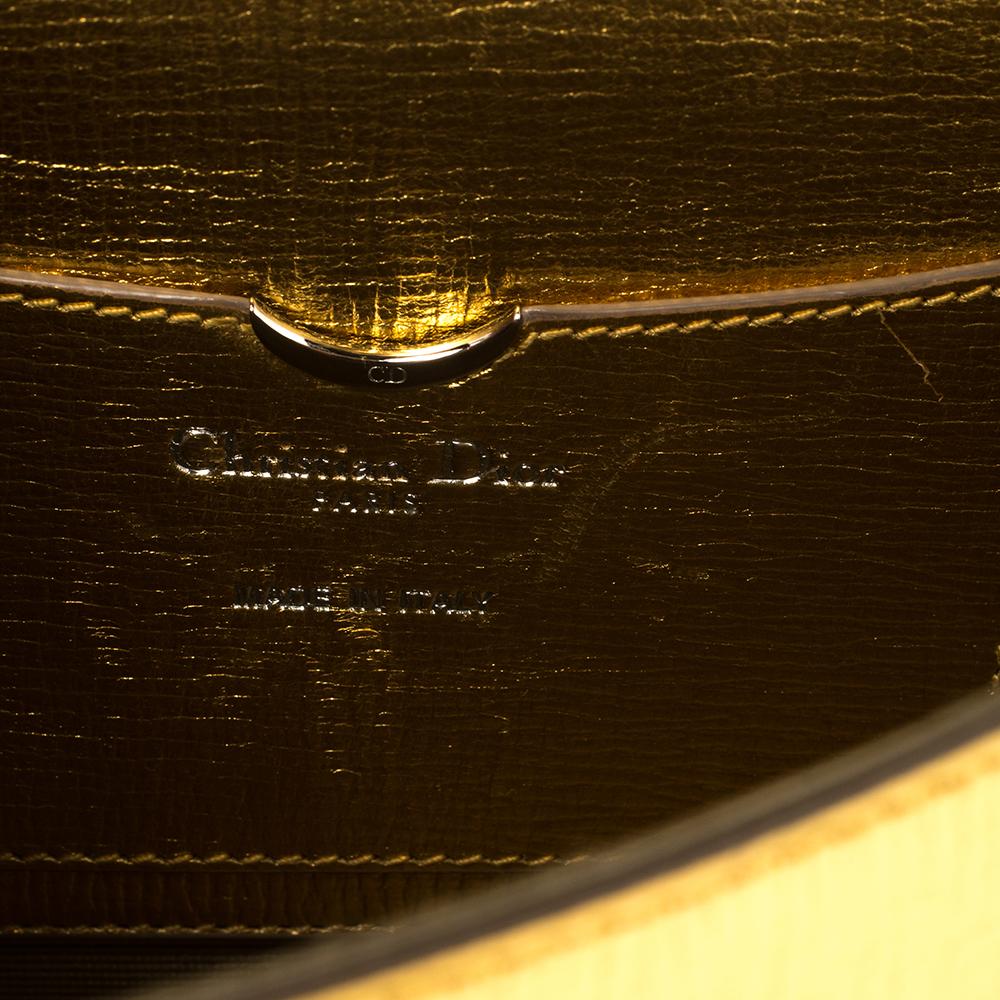 Dior Gold Leather Diorever Clutch In Good Condition In Dubai, Al Qouz 2