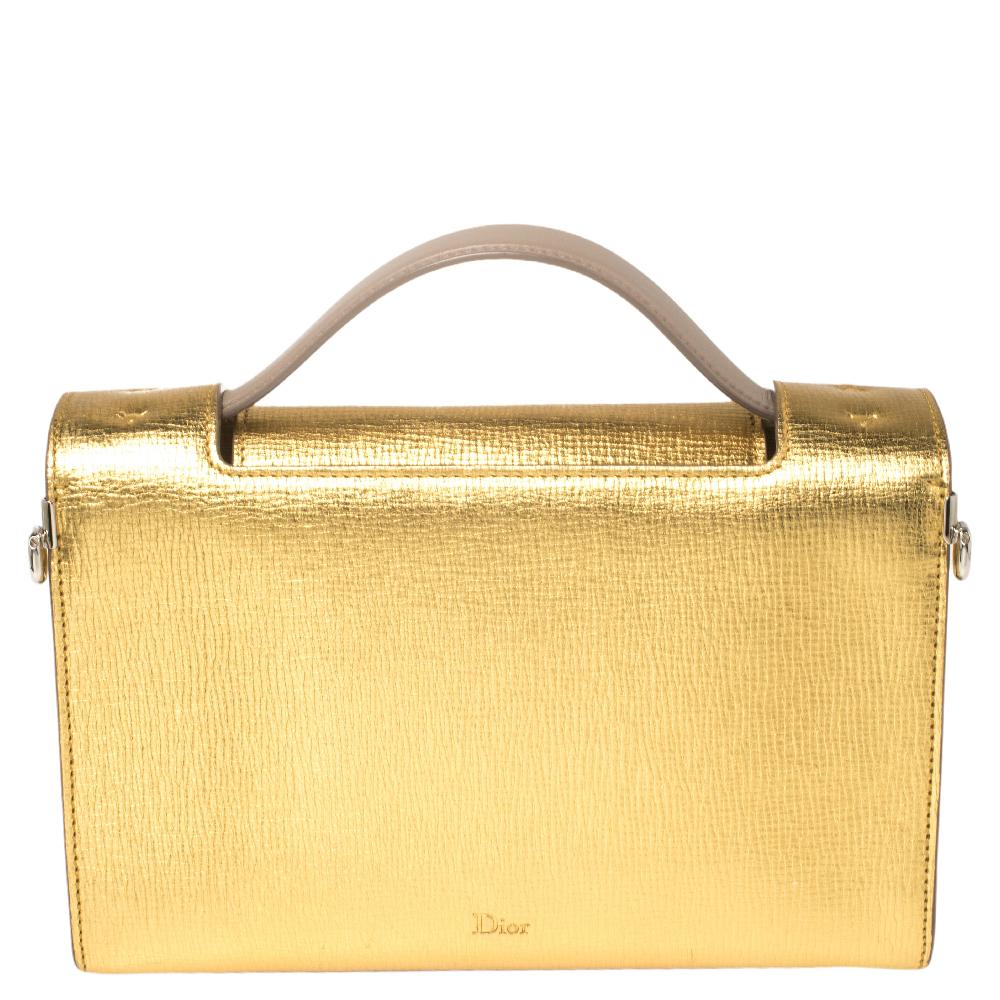 Dior Gold Leather Diorever Clutch