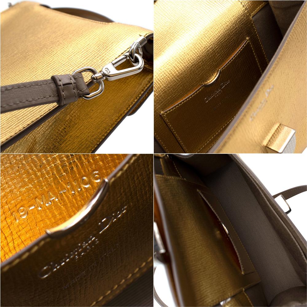 Dior Gold Leather Diorever Shoulder Bag For Sale 2