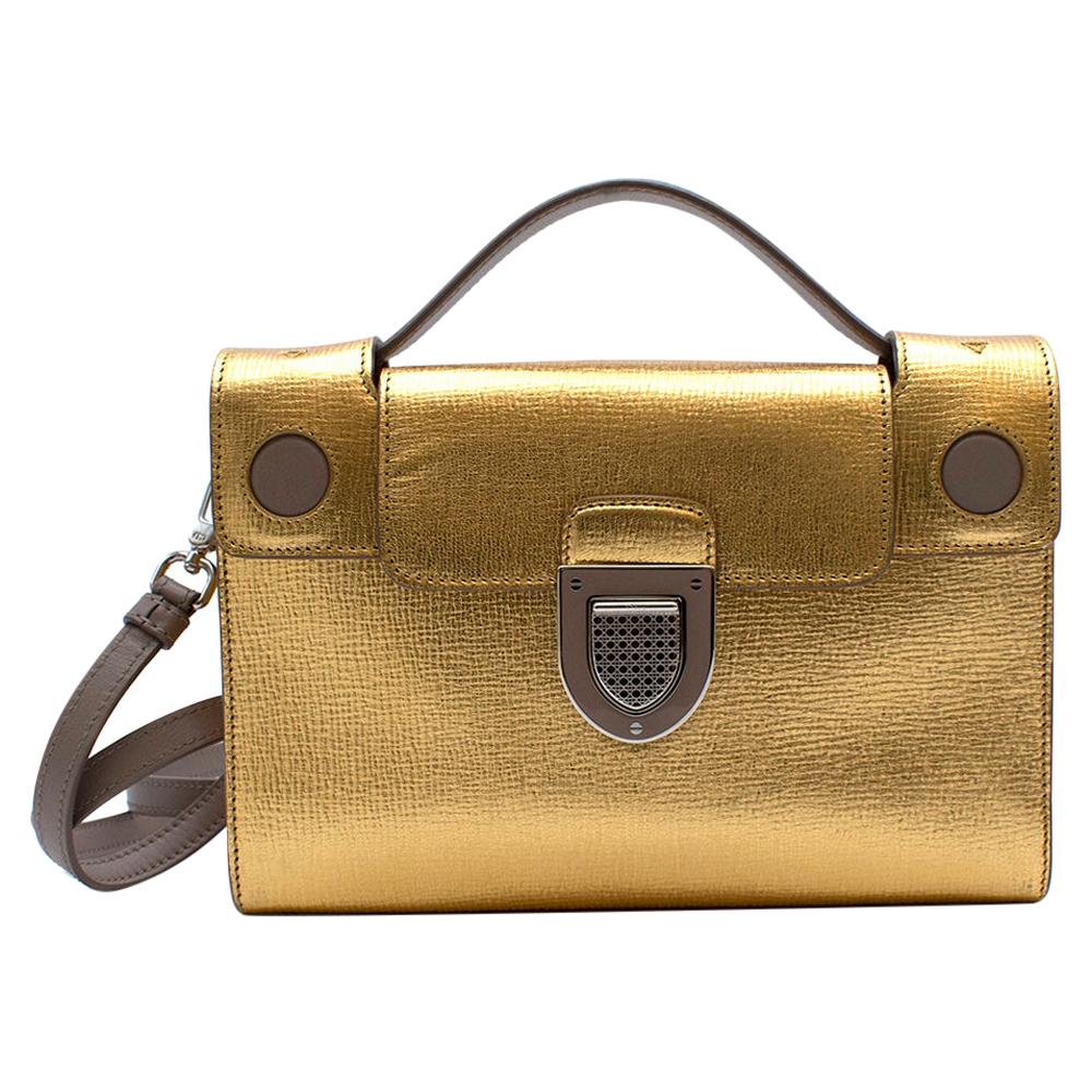 Dior Gold Leather Diorever Shoulder Bag For Sale