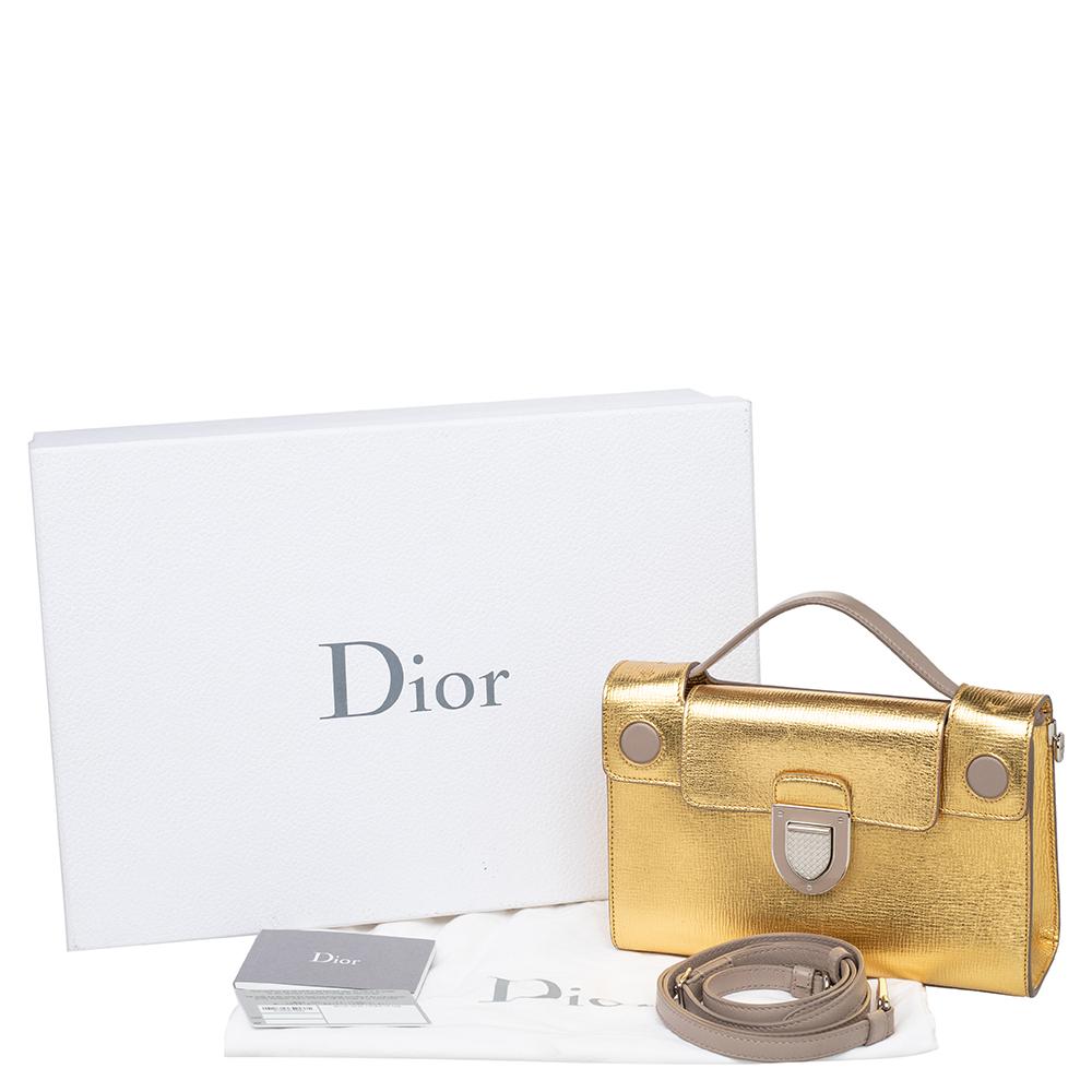 Dior Gold Leather Diorever Top Handle Bag 4