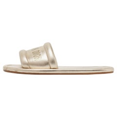 Dior Gold Leder Every D Slide Flats Größe 38