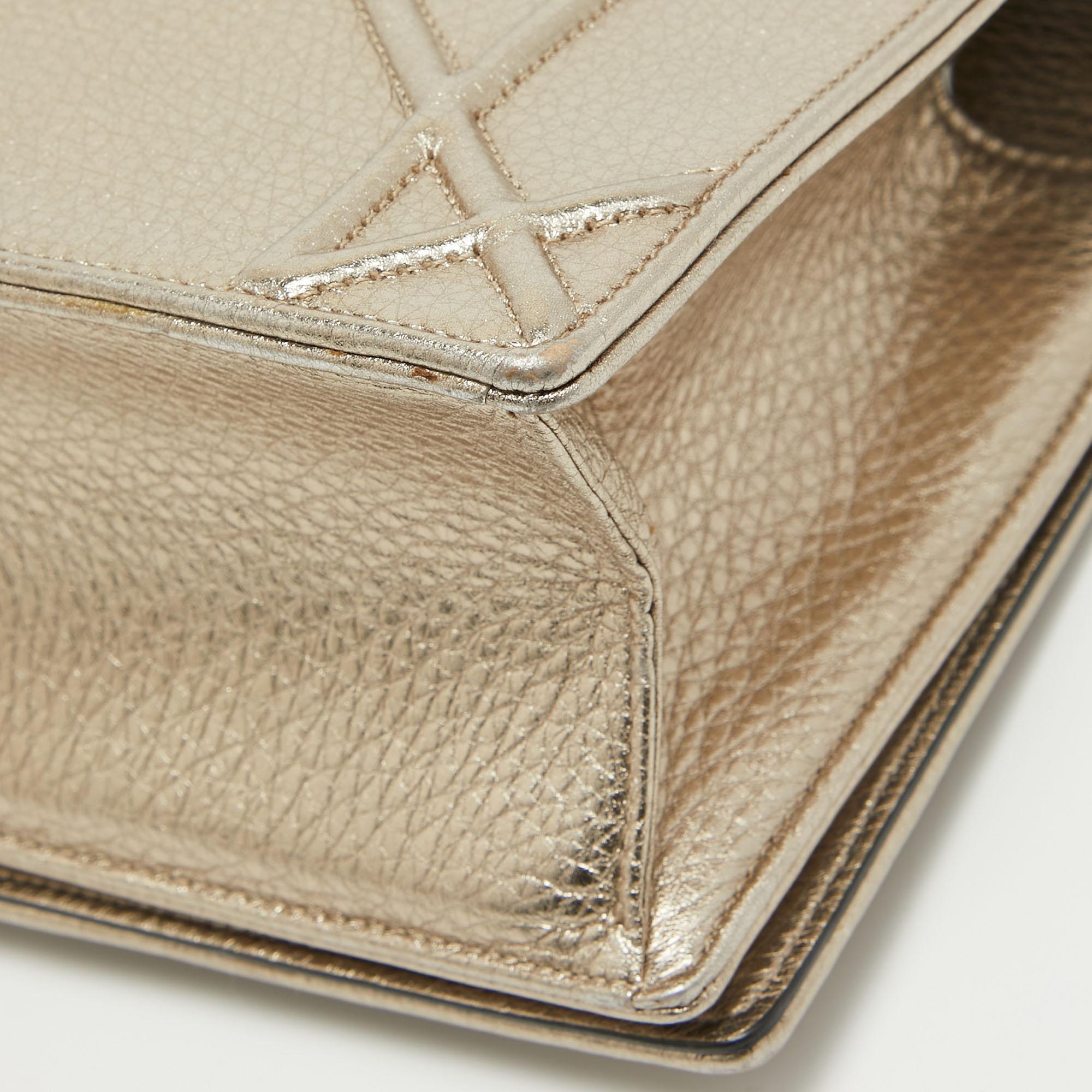 Dior Gold Leather Medium Diorama Shoulder Bag For Sale 7