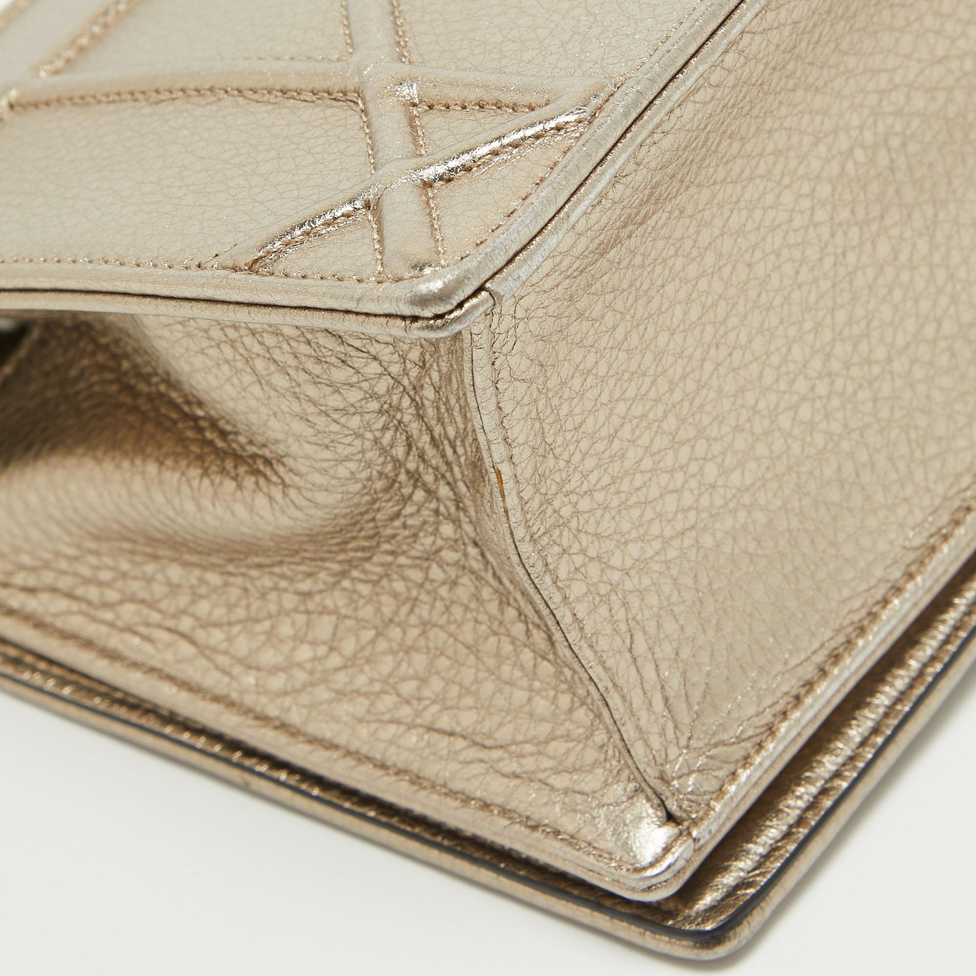 Dior Gold Leather Medium Diorama Shoulder Bag For Sale 8