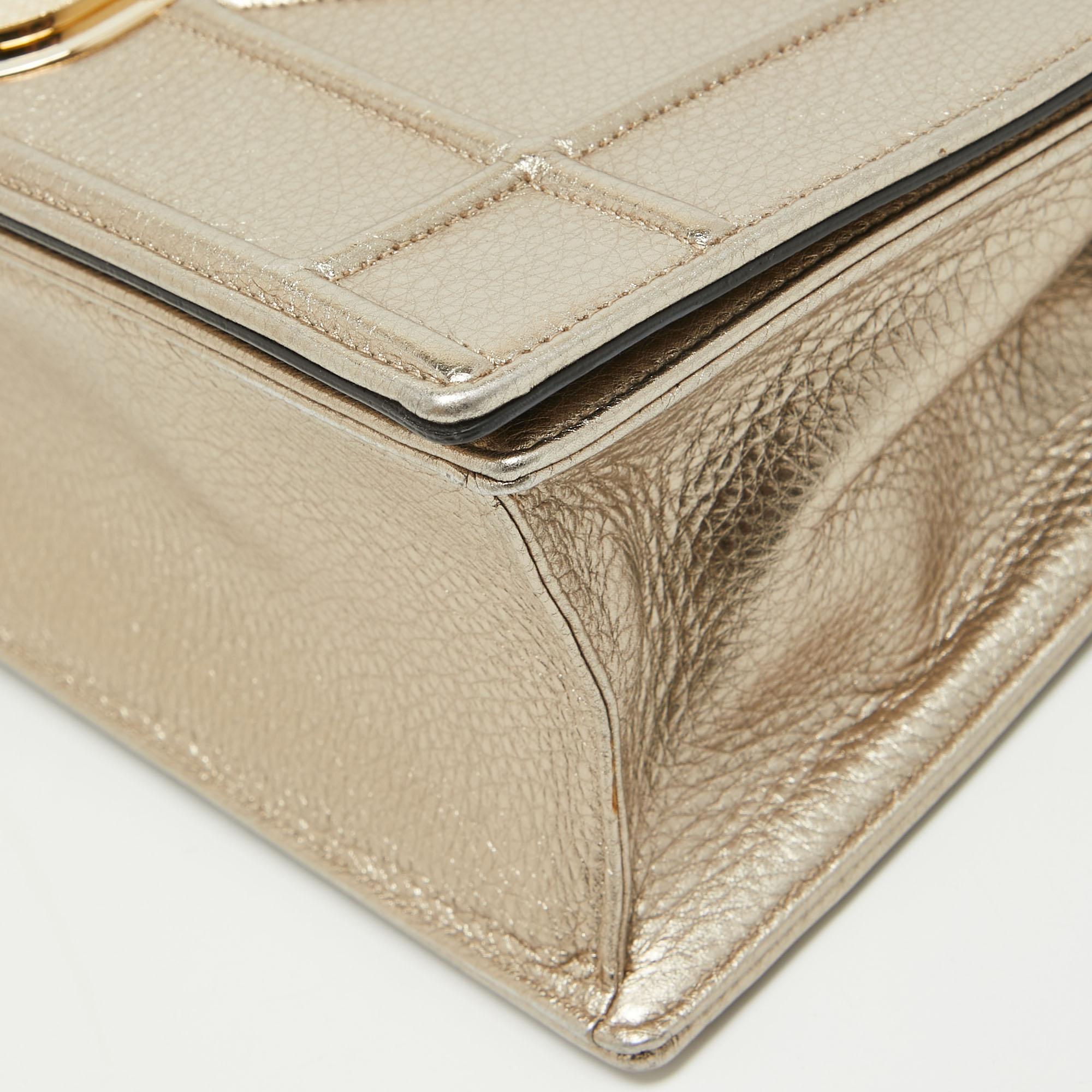 Dior Gold Leather Medium Diorama Shoulder Bag For Sale 10