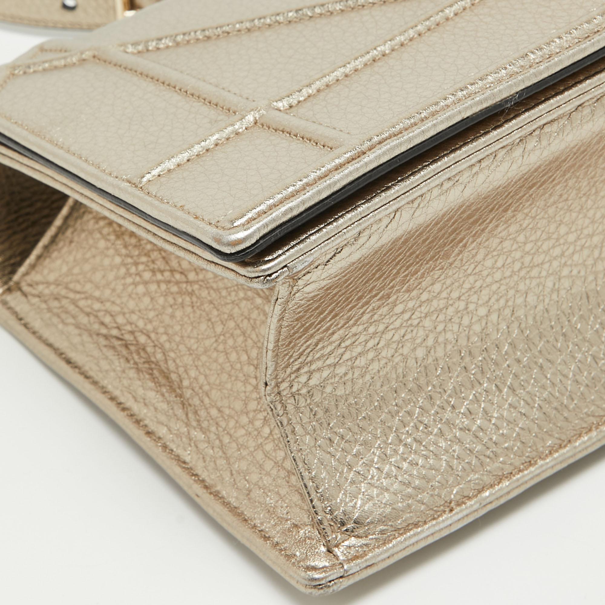 Dior Gold Leather Medium Diorama Shoulder Bag For Sale 12