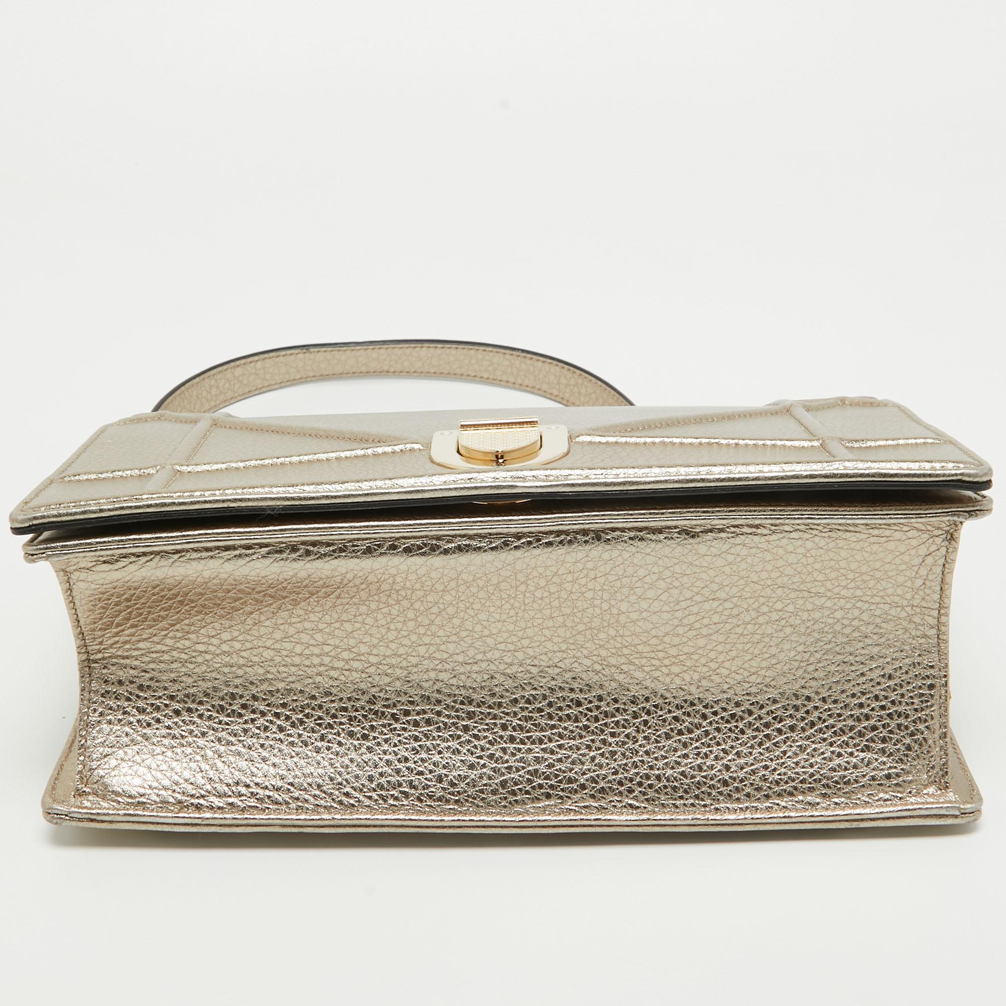 Dior Gold Leather Medium Diorama Shoulder Bag For Sale 13