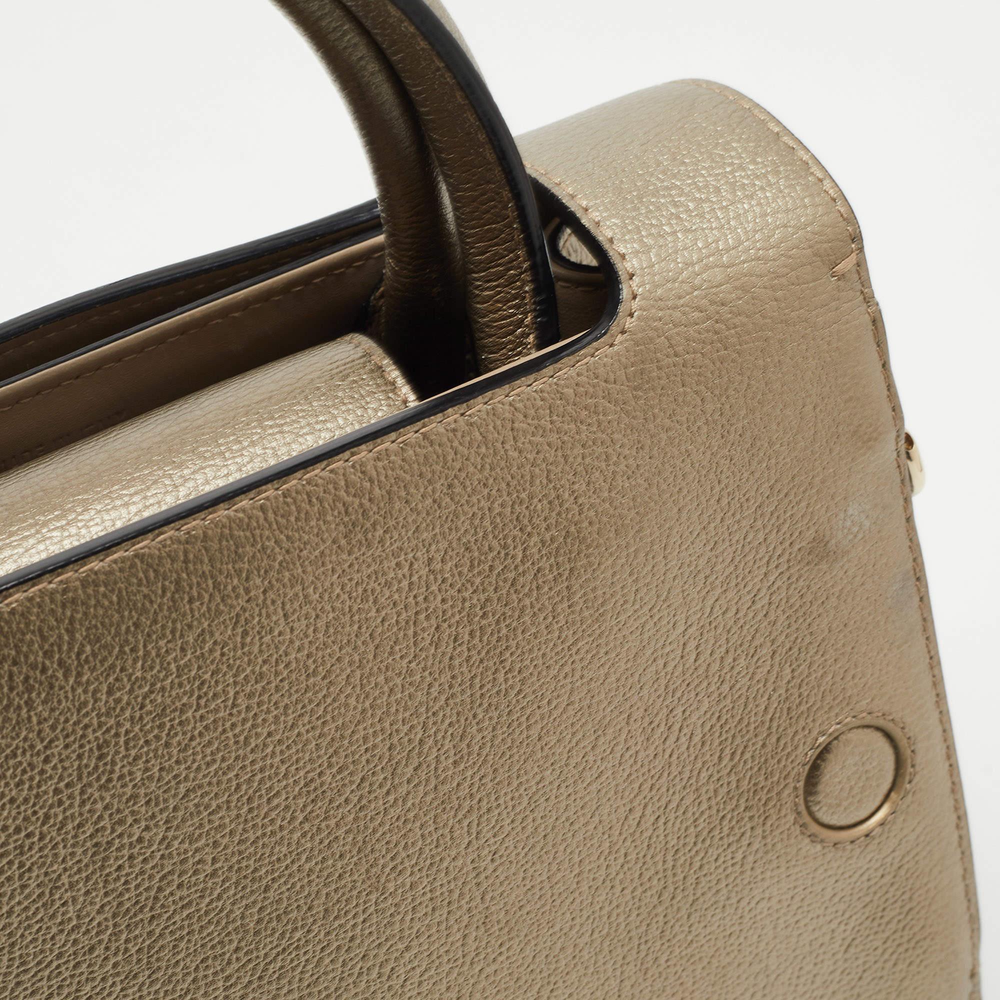 Dior Gold Leather Mini Diorever Top Handle Bag 6
