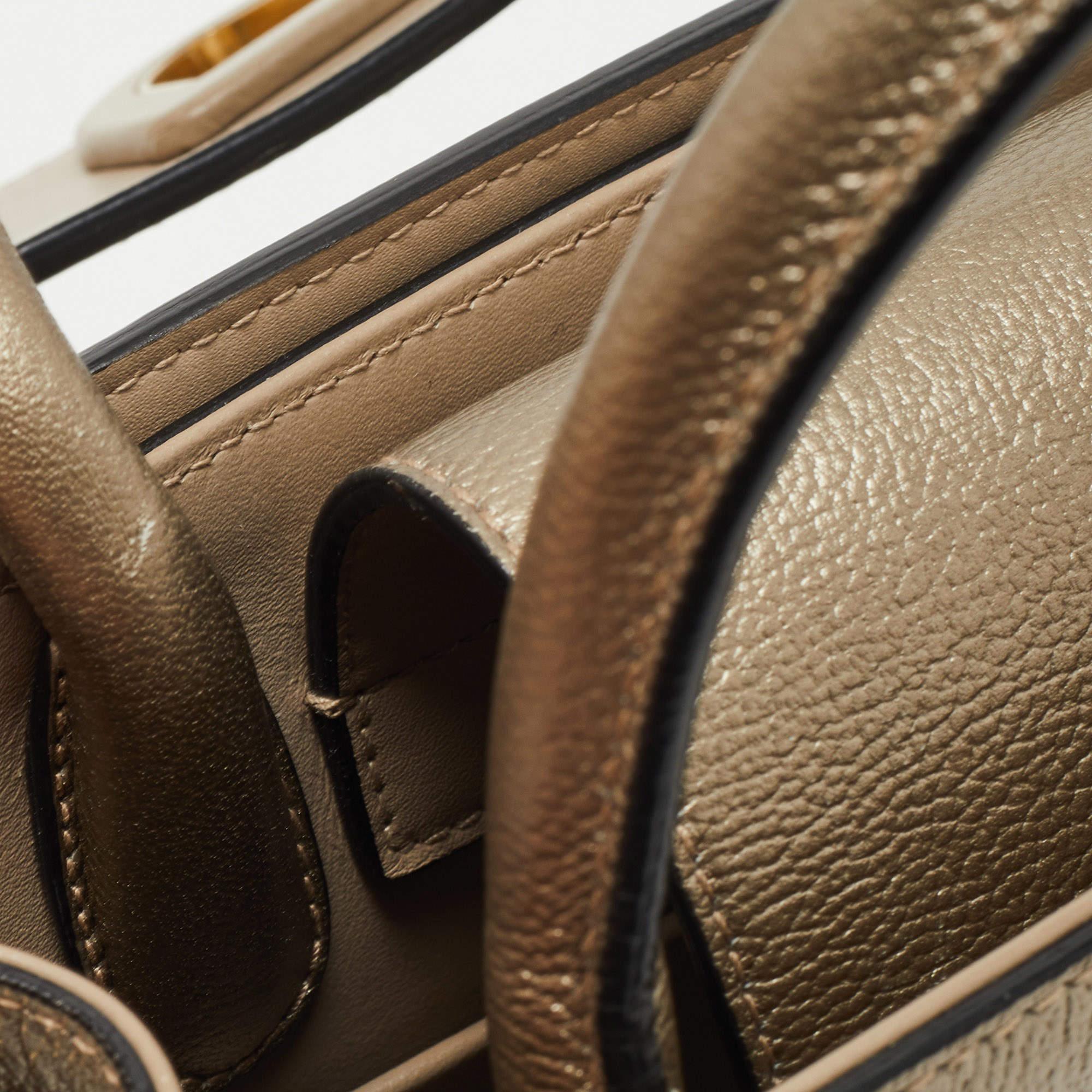 Dior Gold Leather Mini Diorever Top Handle Bag 12