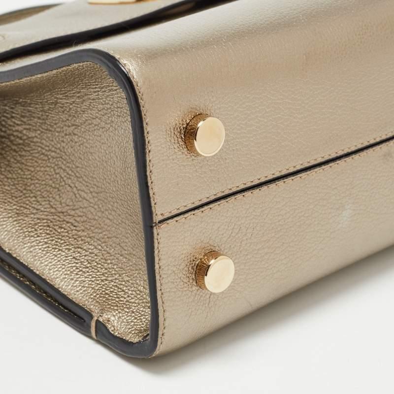 Dior Gold Leather Mini Diorever Top Handle Bag 14