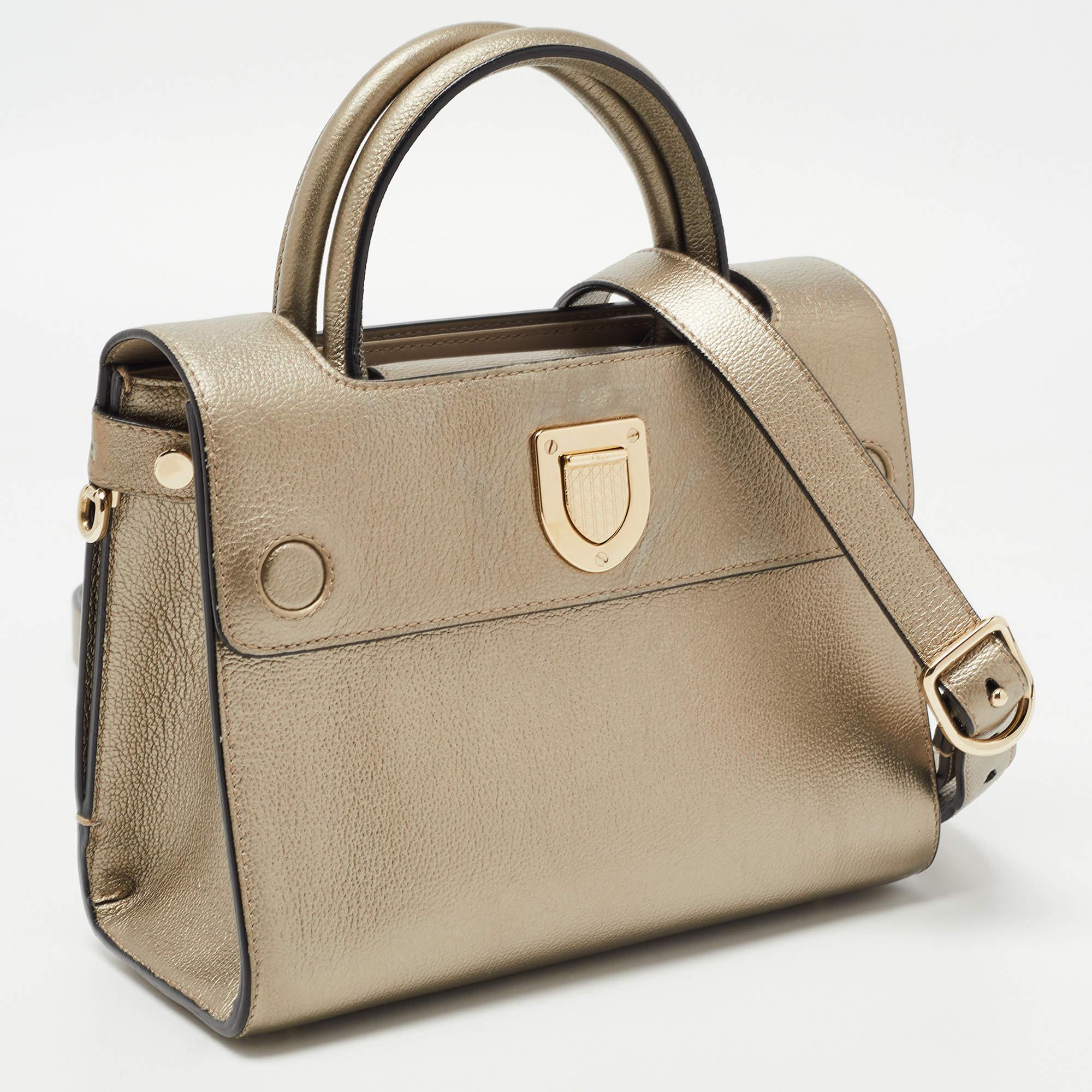 Women's Dior Gold Leather Mini Diorever Top Handle Bag