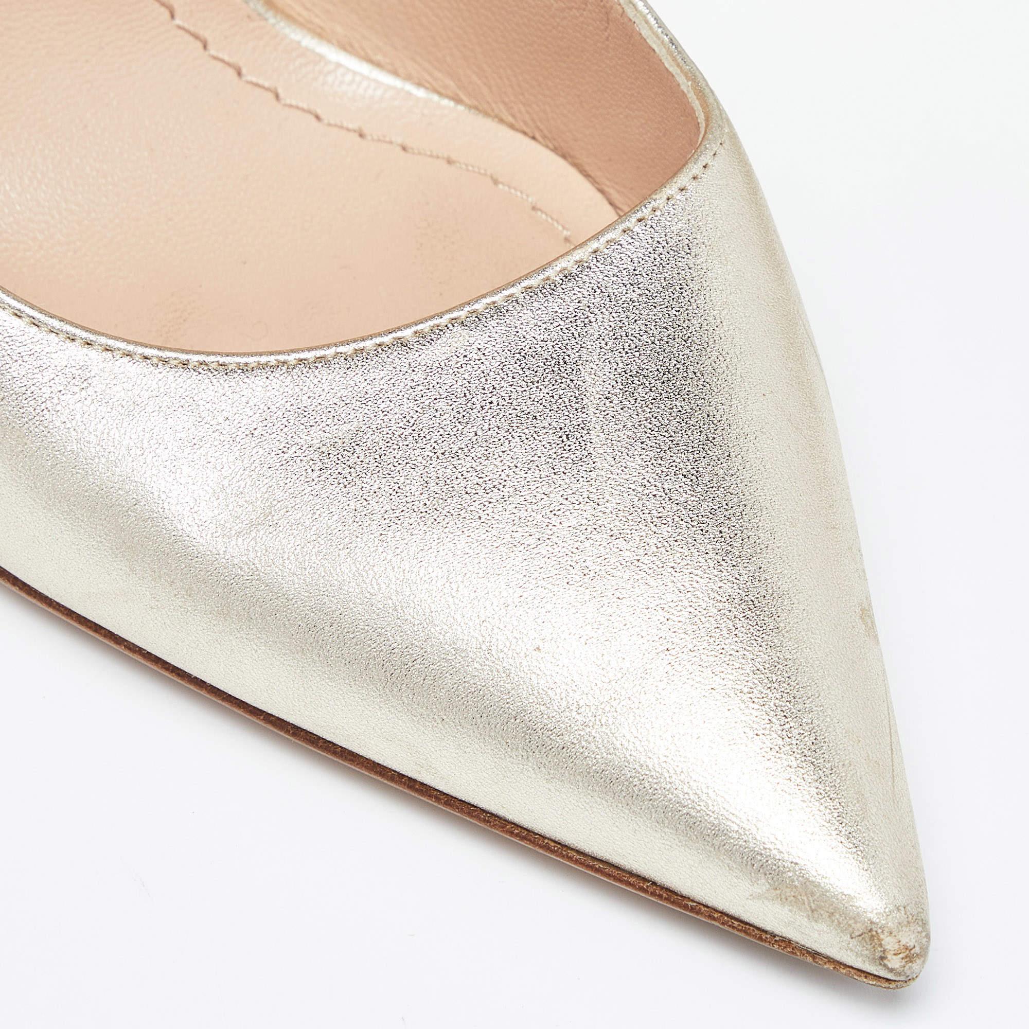 Dior Gold Leather Pointed Toe Pumps Size 38 3
