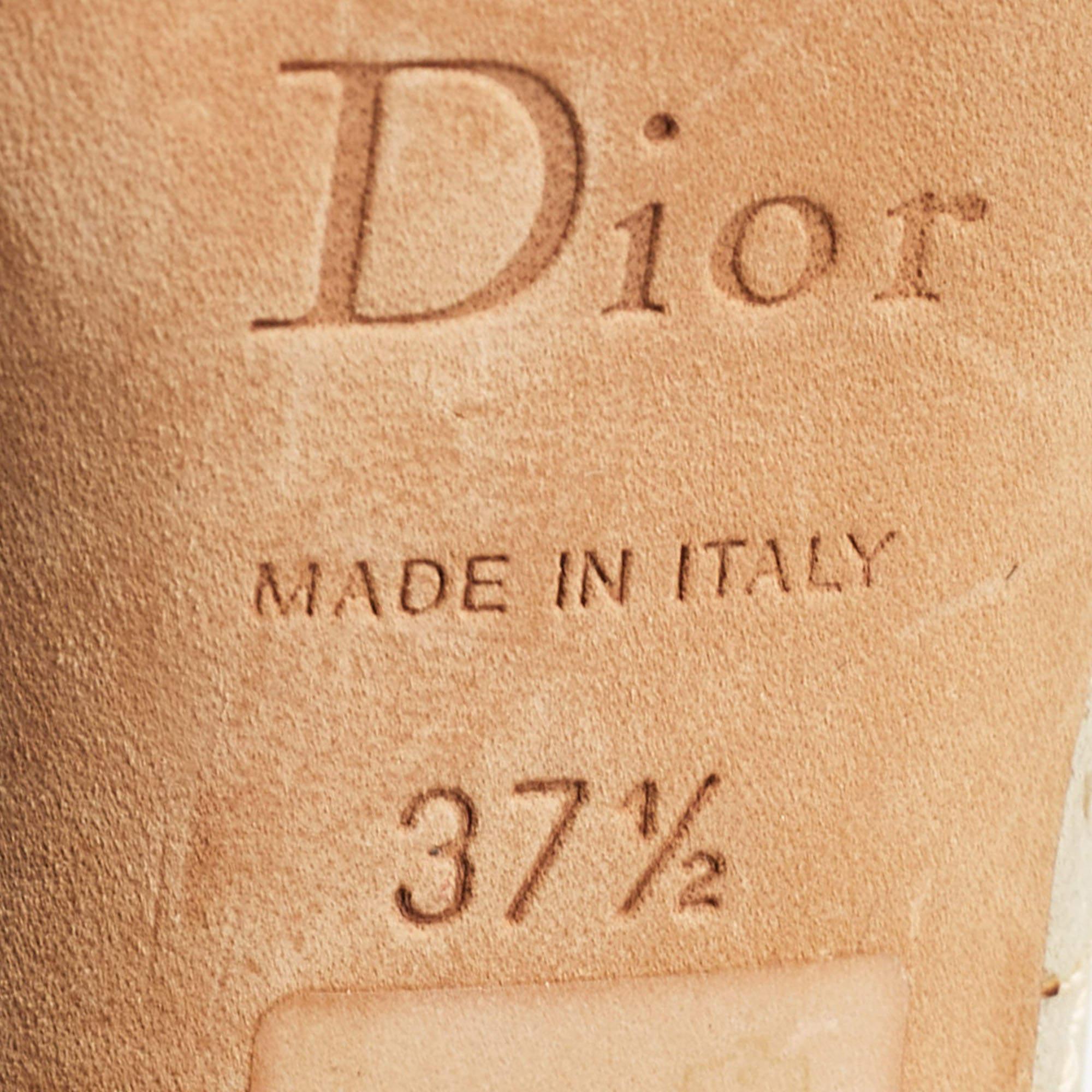 Dior Gold Leather Rose Chain Ankle Strap Platform Sandals Size 37.5 6