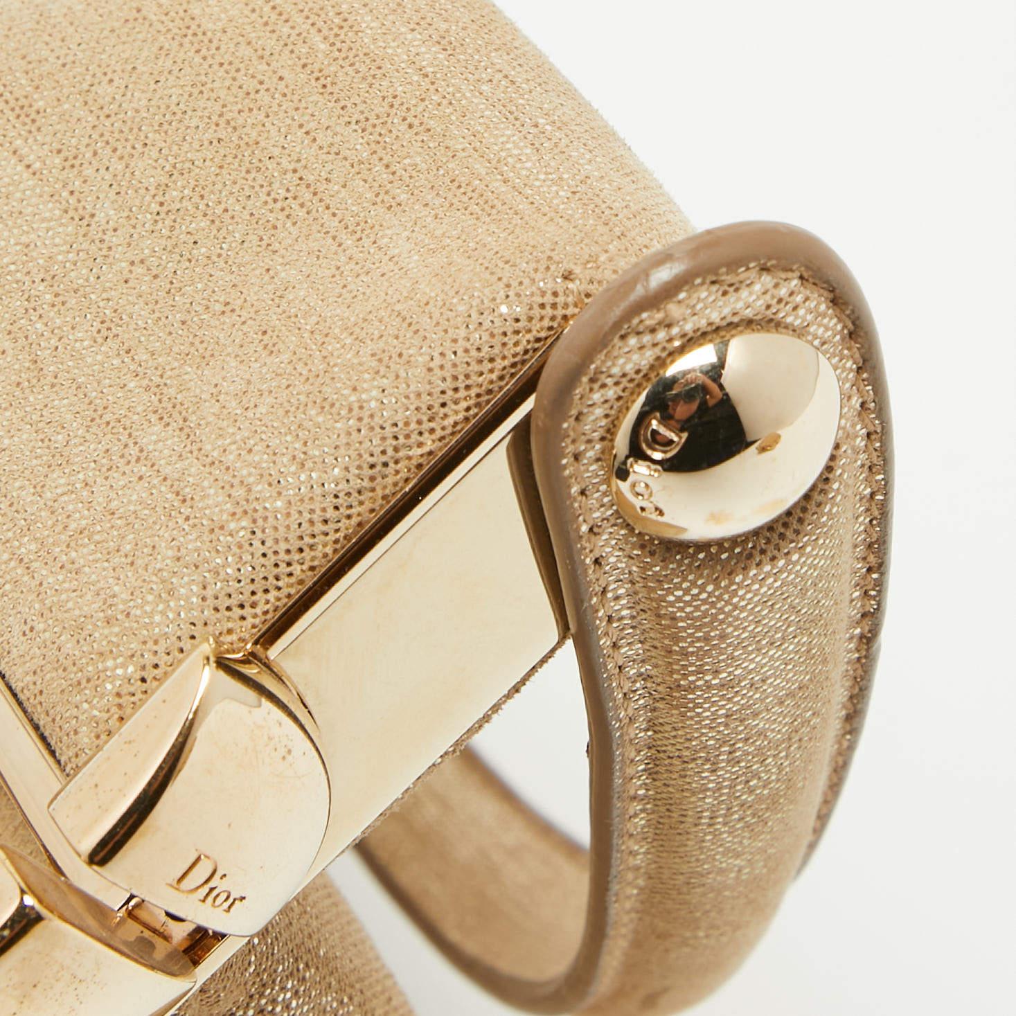Dior Gold Metallic Suede Babe Vanity Top Handle Bag 5