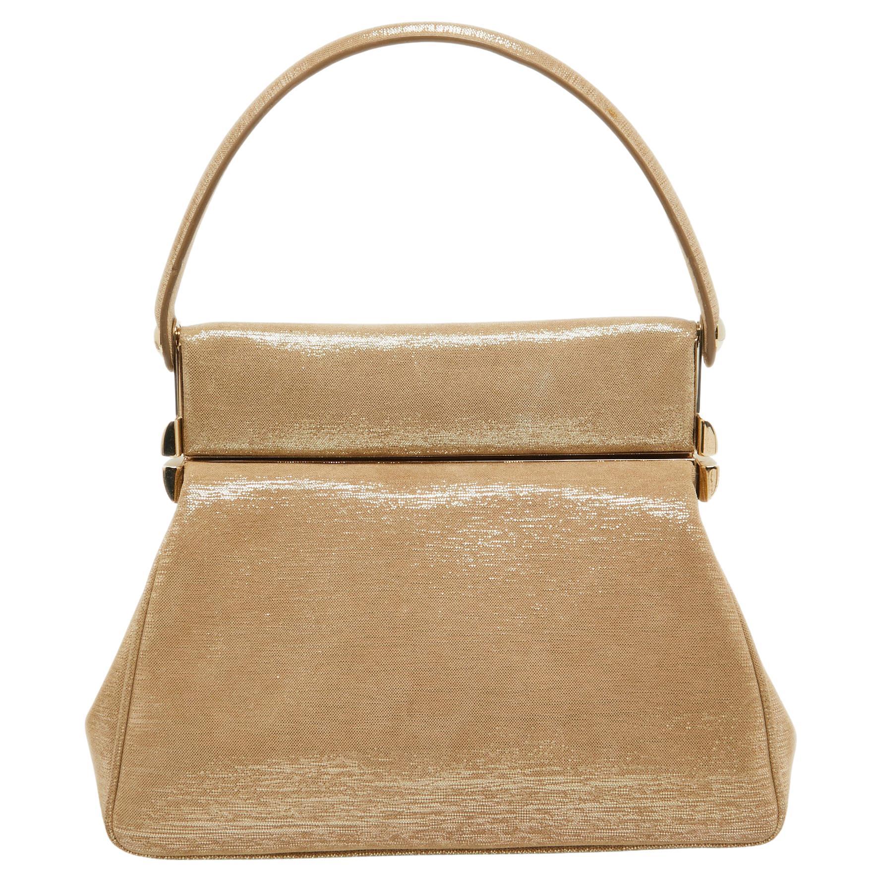 Dior Gold Metallic Suede Babe Vanity Top Handle Bag