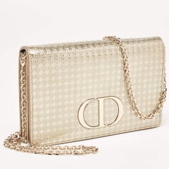 Dior Gold Micro Cannage Patent Leather 2in1 30 Montaigne Pouch Chain Bag