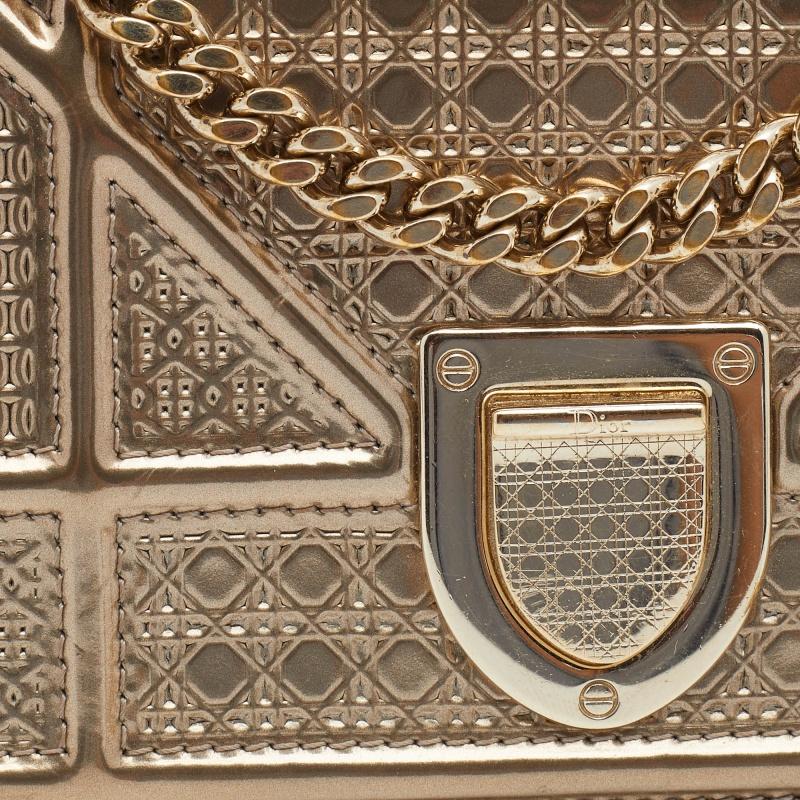 Dior Gold Micro Cannage Patent Leather Baby Diorama Crossbody Bag 2