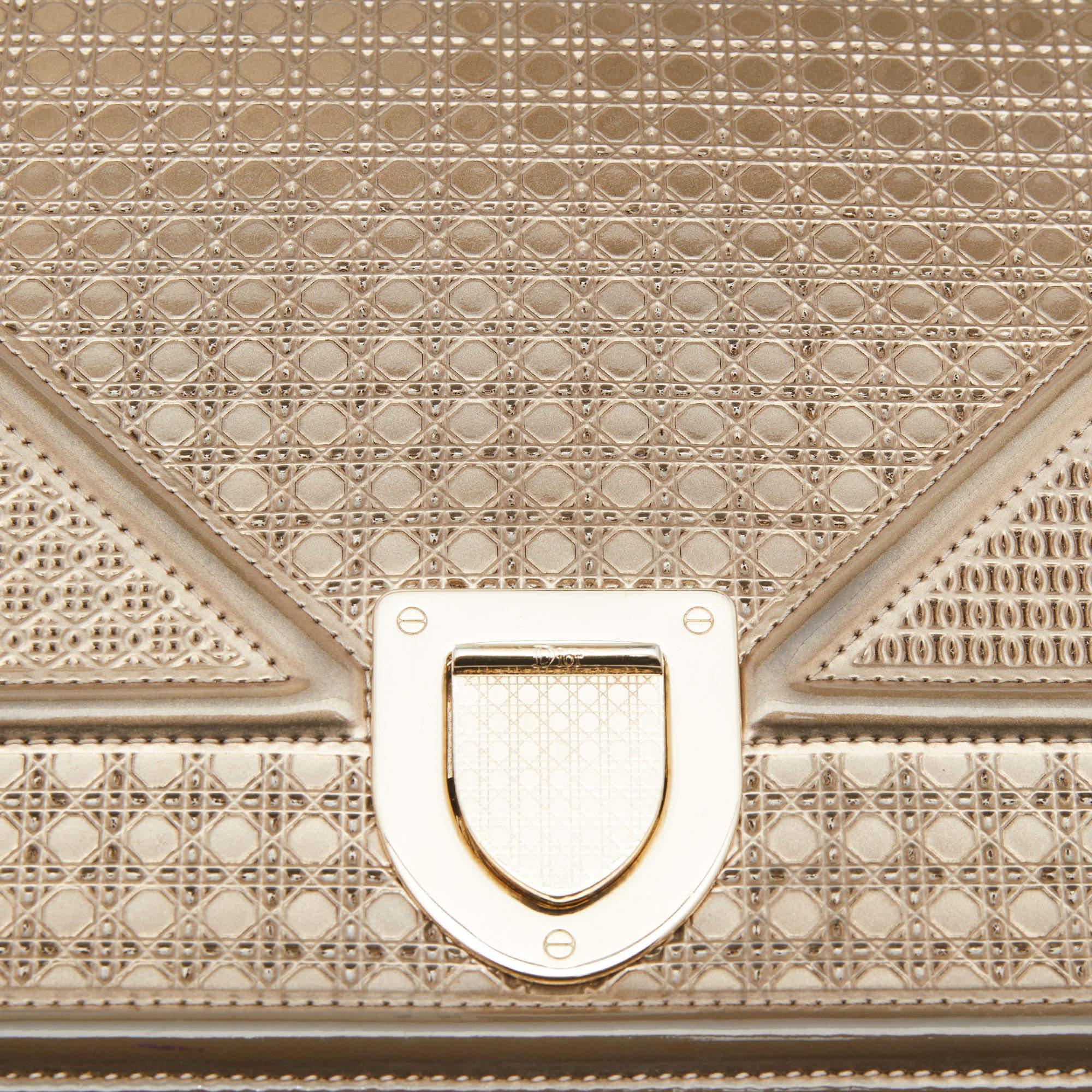 Dior Gold Microcannage Patent Leather Medium Diorama Flap Shoulder Bag 2