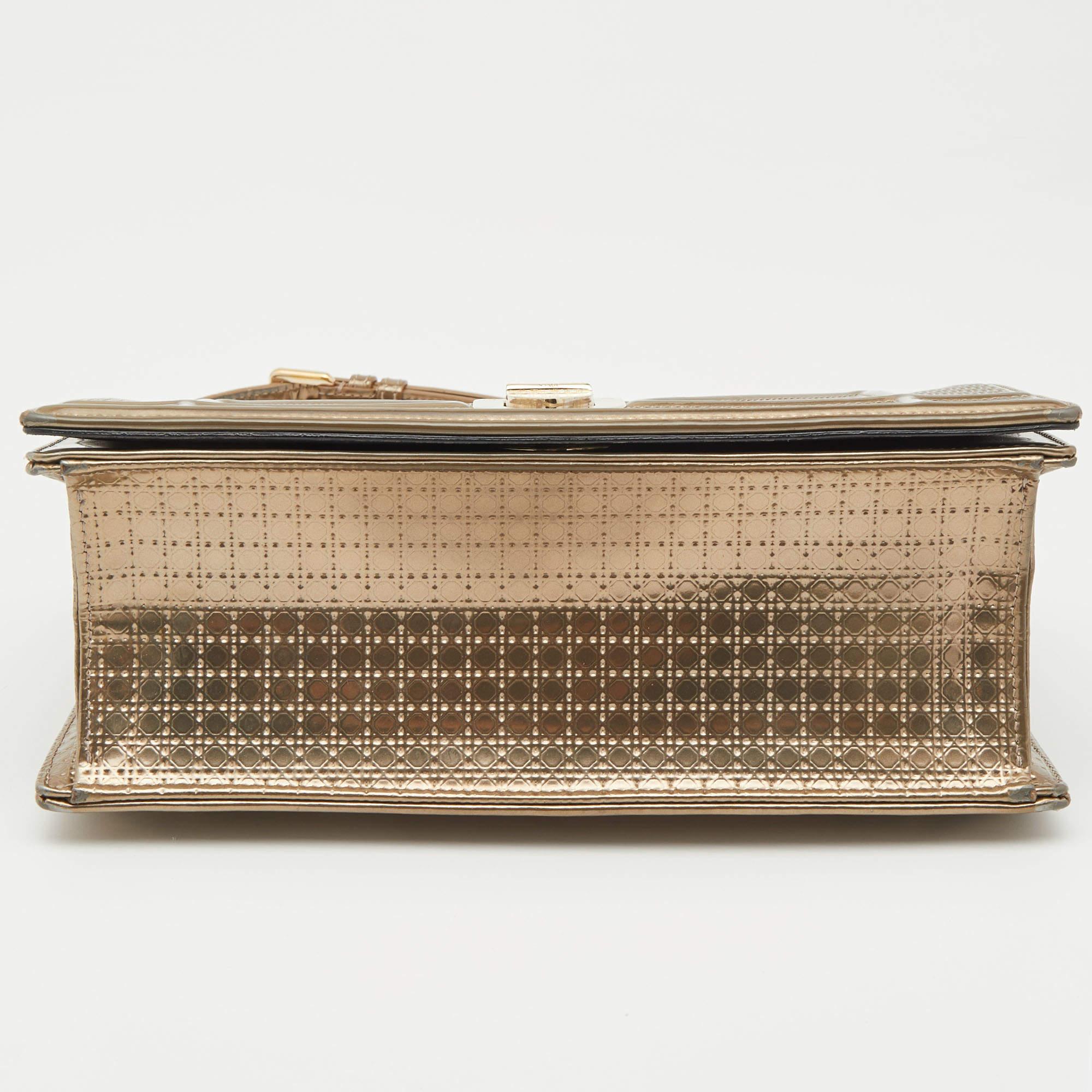 Dior Gold Microcannage Patent Leather Medium Diorama Flap Shoulder Bag 3