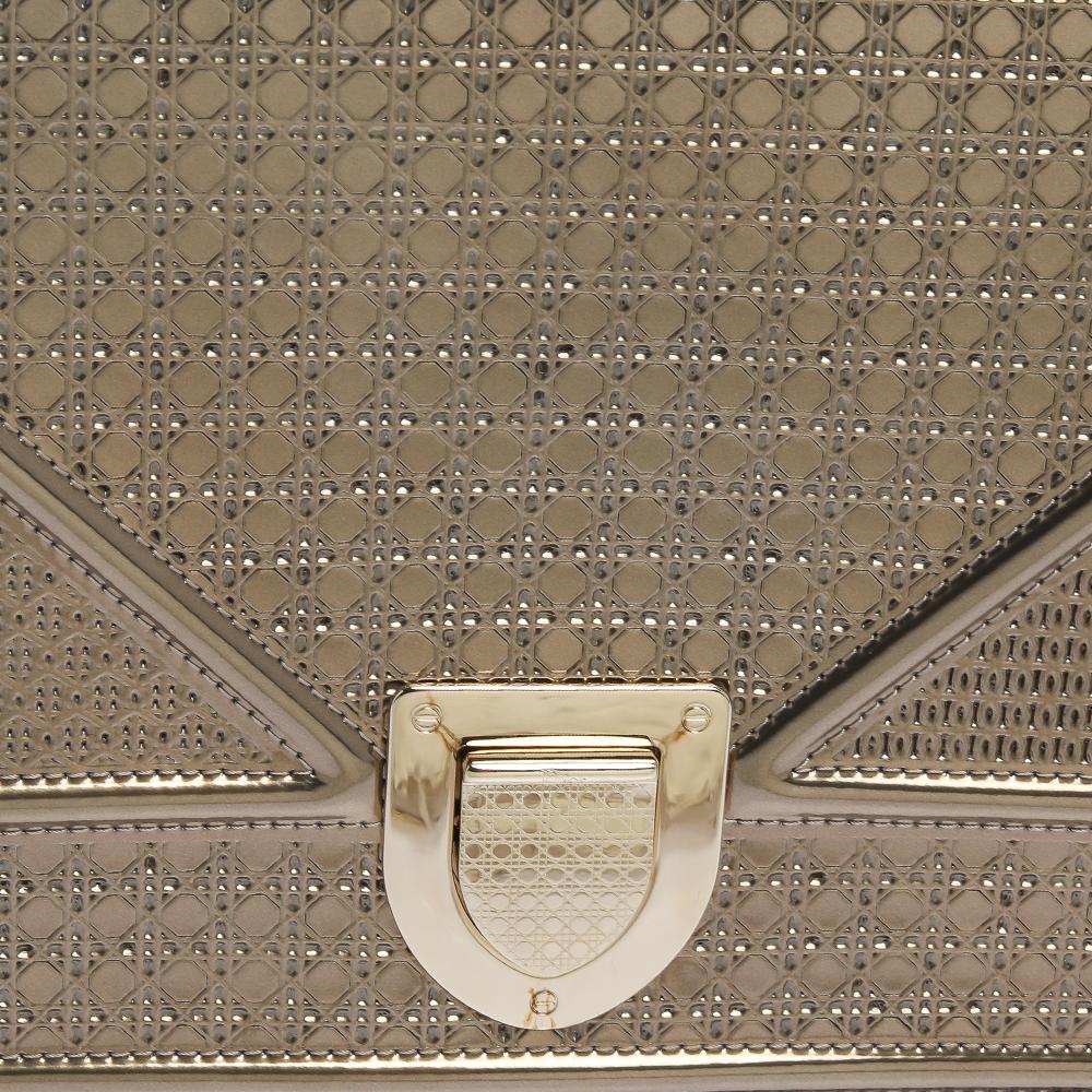 Dior Gold Microcannage Patent Leather Medium Diorama Shoulder Bag 2