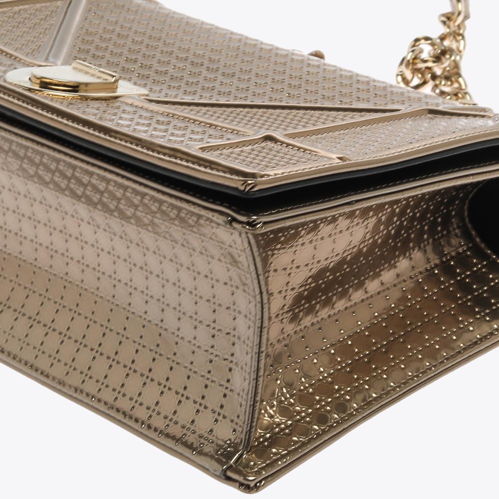Dior Gold Microcannage Patent Leather Medium Diorama Shoulder Bag 3