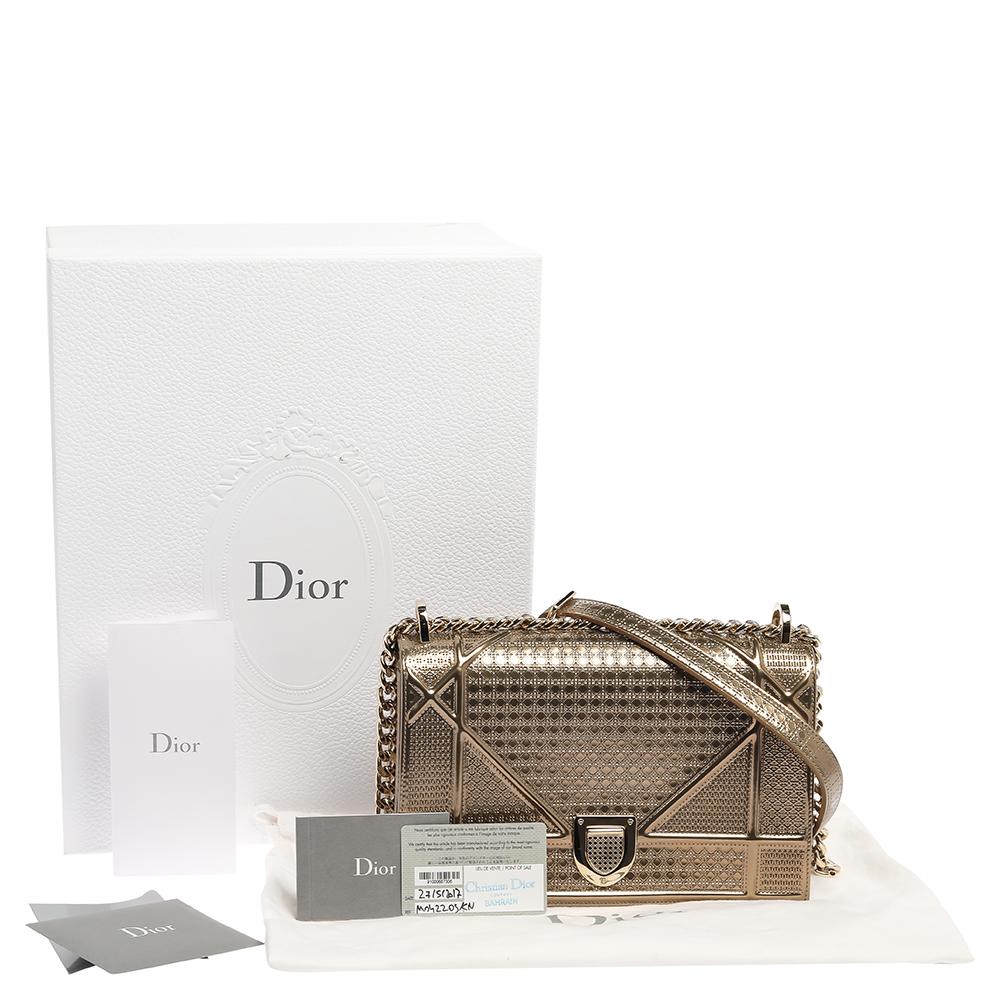 Dior Gold Microcannage Patent Leather Medium Diorama Shoulder Bag 6