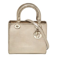 Dior Gold Microcannage Patent Leather Medium Lady Dior Tote Dior Gold Microcannage Patent Leather Medium Lady Dior Tote