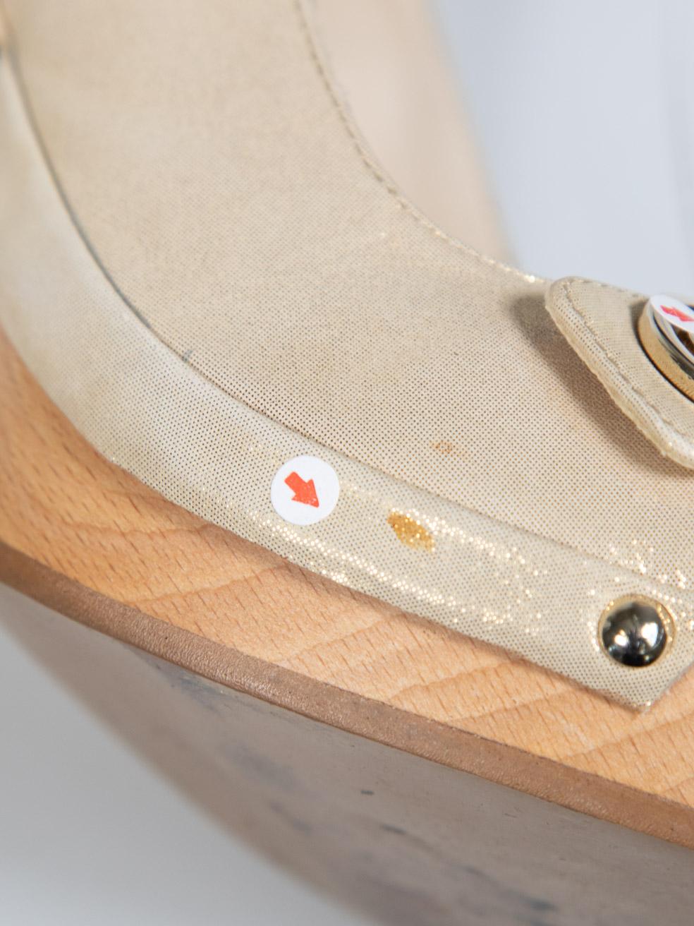 Dior Sandali con plateau aperti in oro misura IT 37,5 in vendita 3