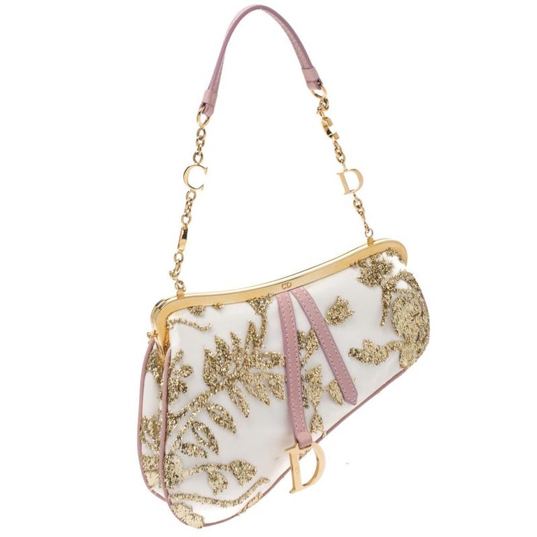Christian Dior Vintage Saddle Bag Embellished Velvet Mini Pink 445462