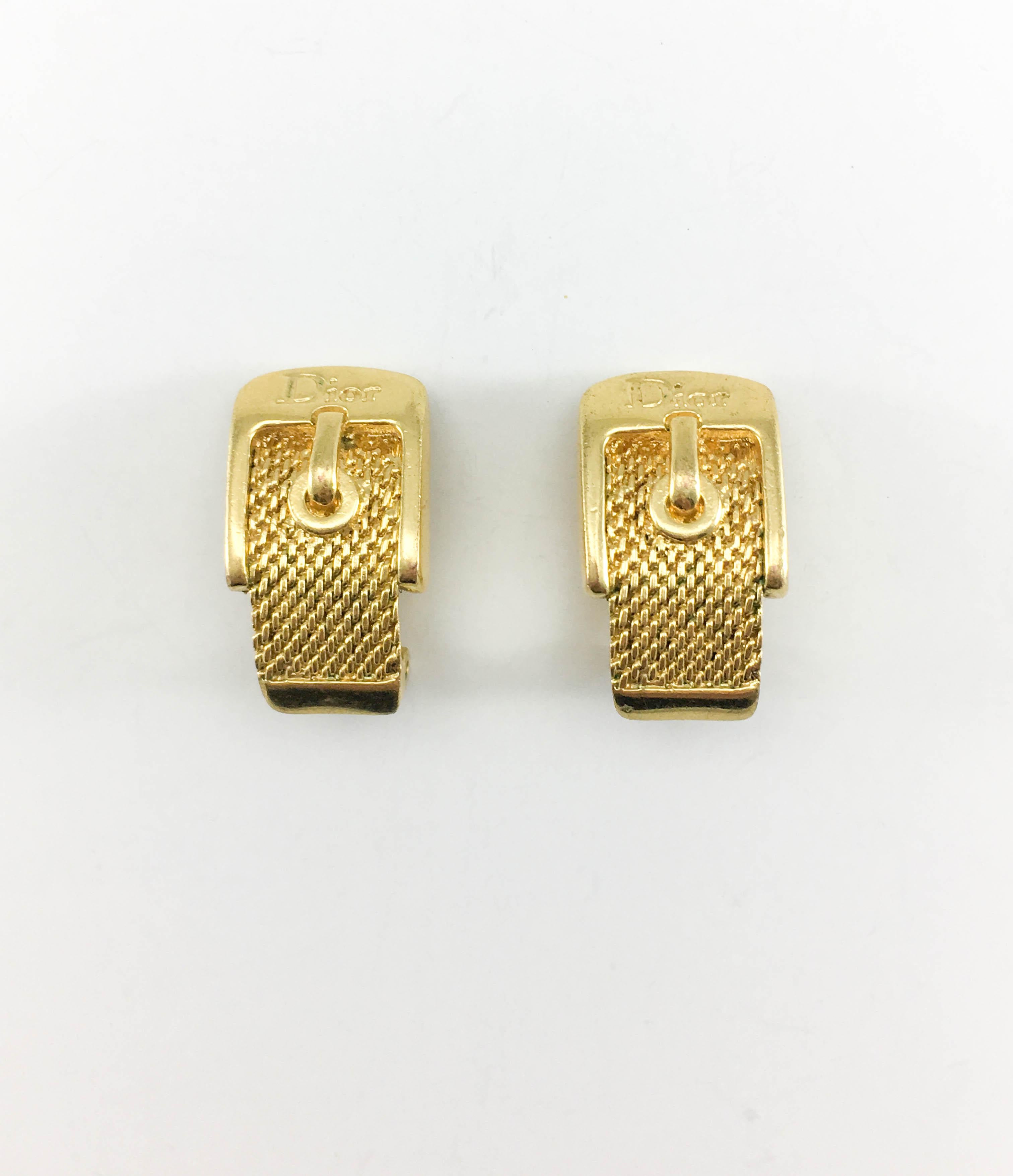 Dior Gold-Plated Buckle Earrings For Sale 1