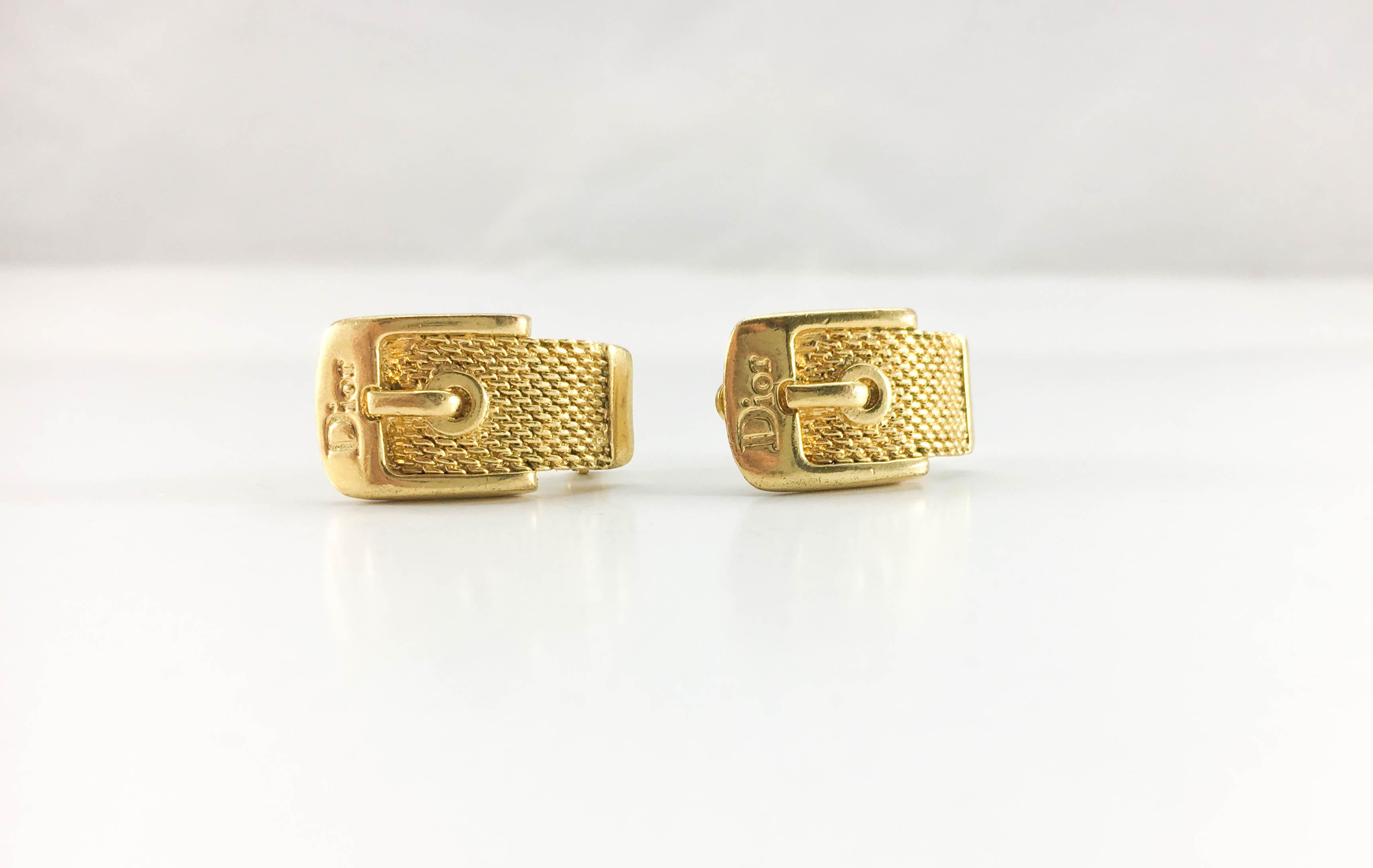 Dior Gold-Plated Buckle Earrings For Sale 2
