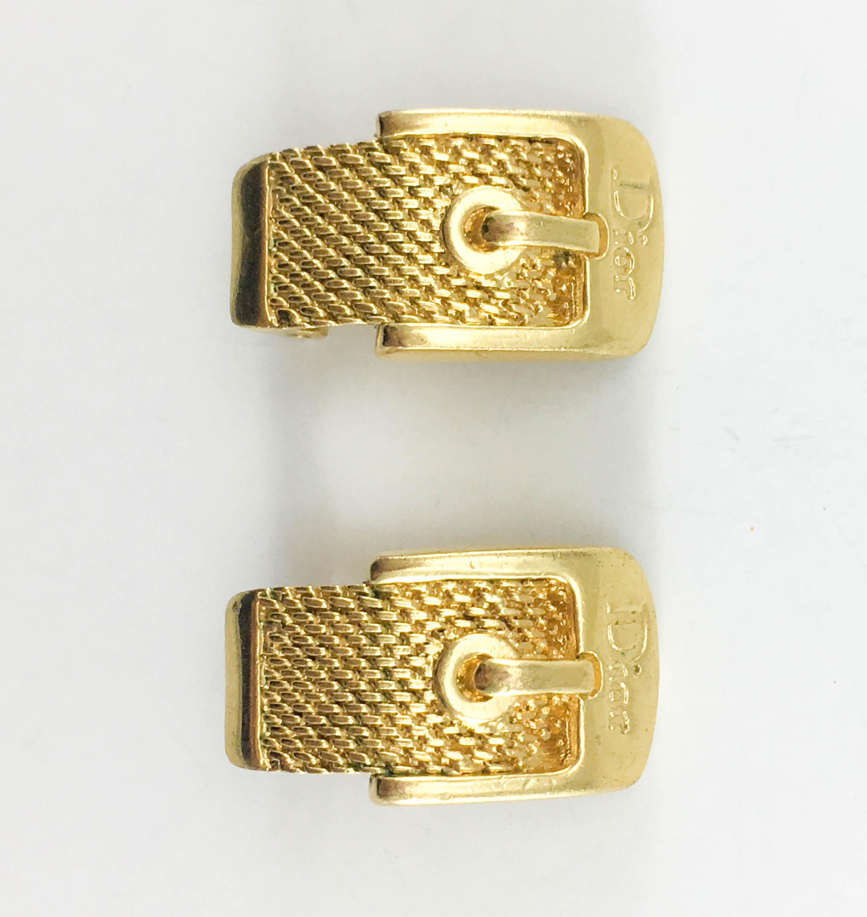 Dior Gold-Plated Buckle Earrings For Sale 3