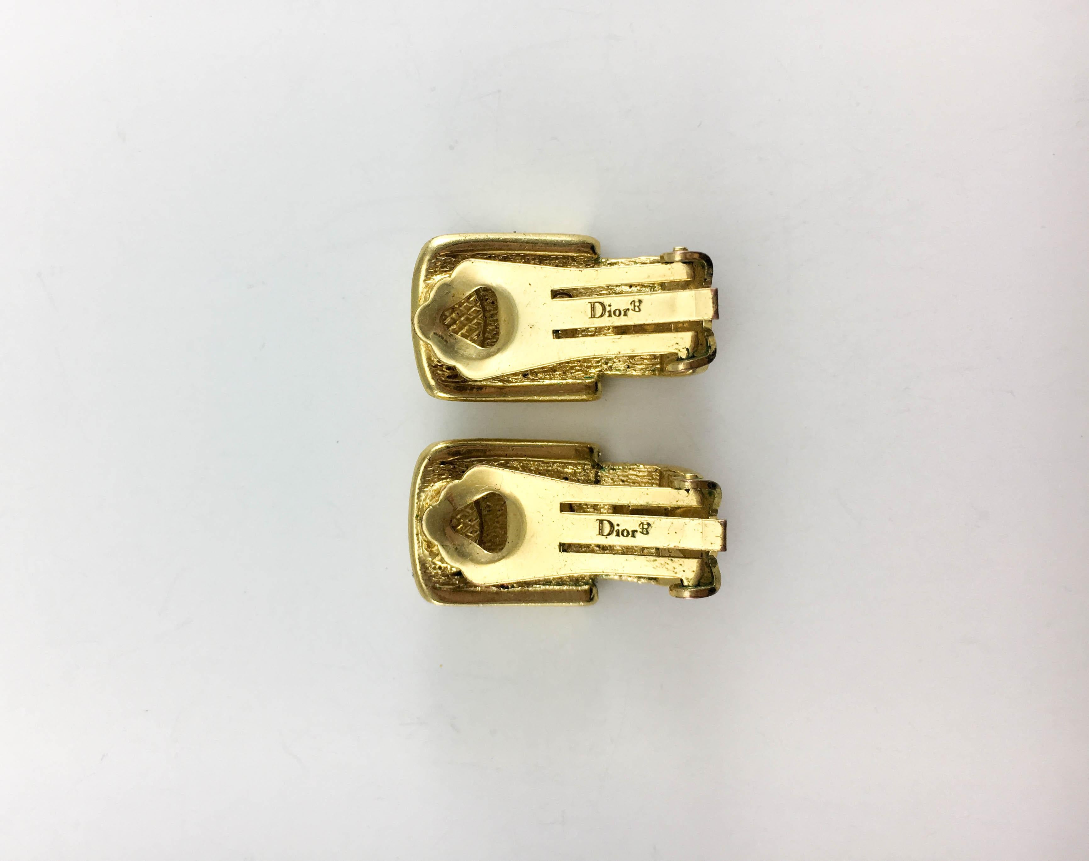 Dior Gold-Plated Buckle Earrings For Sale 5
