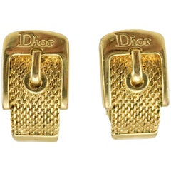 Dior Gold-Plated Buckle Earrings