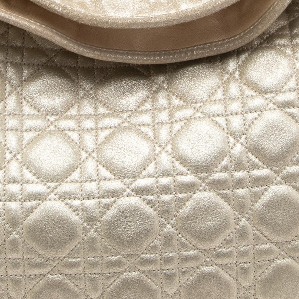 Dior Gold Quilted Cannage Leather Large Soft Lady Dior Hobo 2