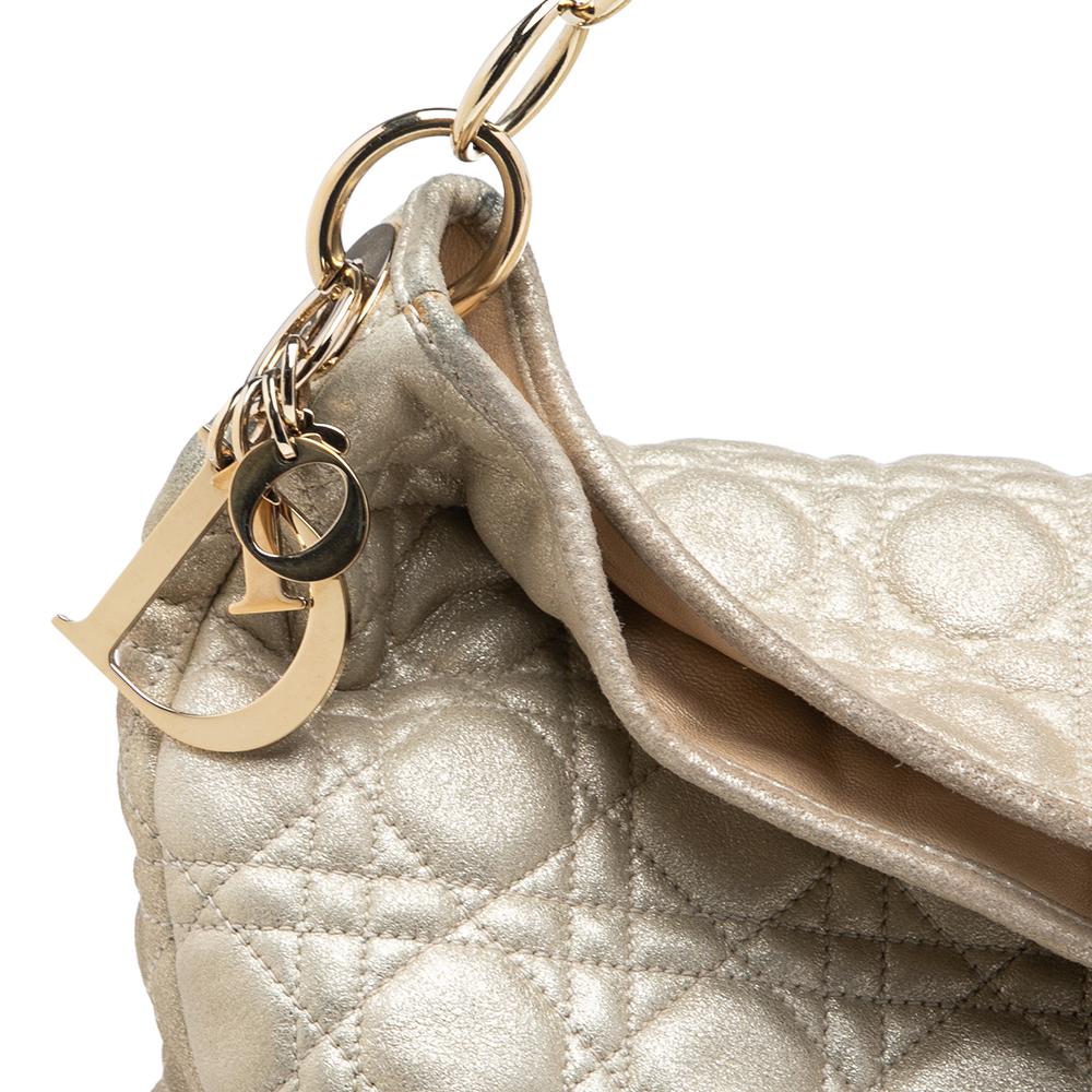 Dior Gold Quilted Cannage Leather Large Soft Lady Dior Hobo 3