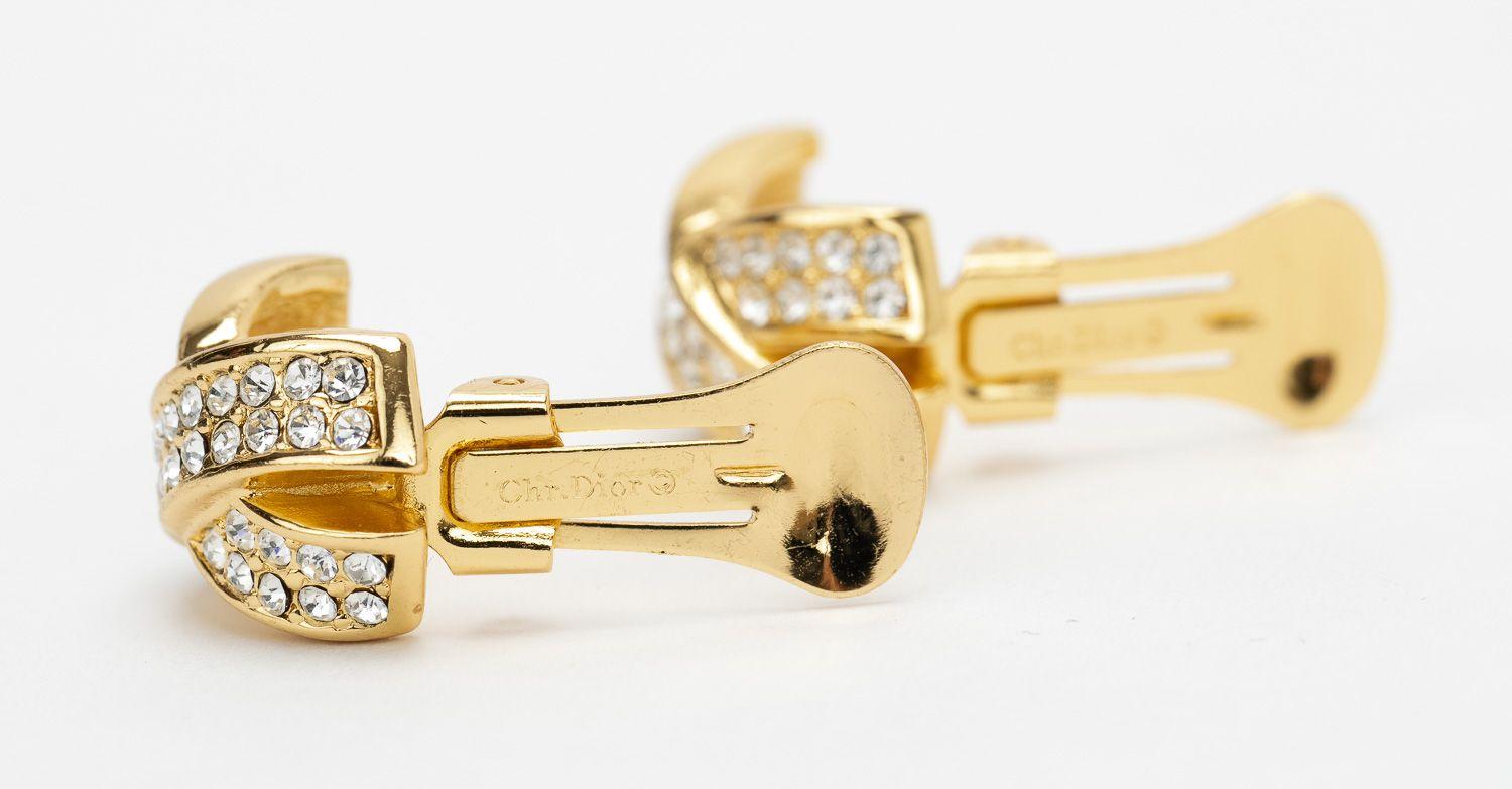 Women's Dior Gold Rhinestone Clip Earrings For Sale