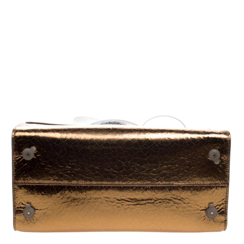 Dior Gold/Silver Ceramic Effect Leather Medium Diorever Bag 1
