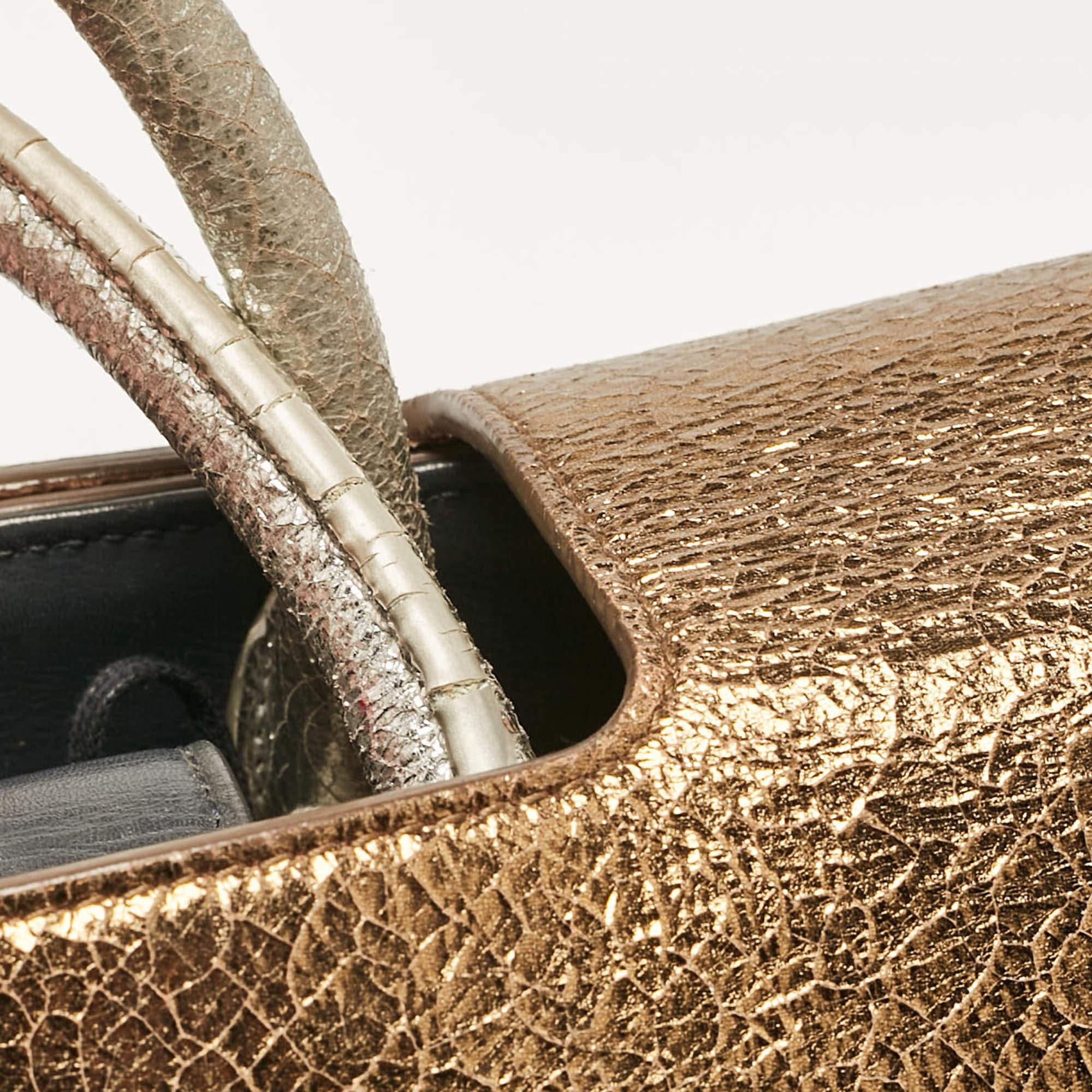 Dior Gold/Silber Keramik-Ledertasche Medium Diorever Top Handle Bag mit Griff oben 3
