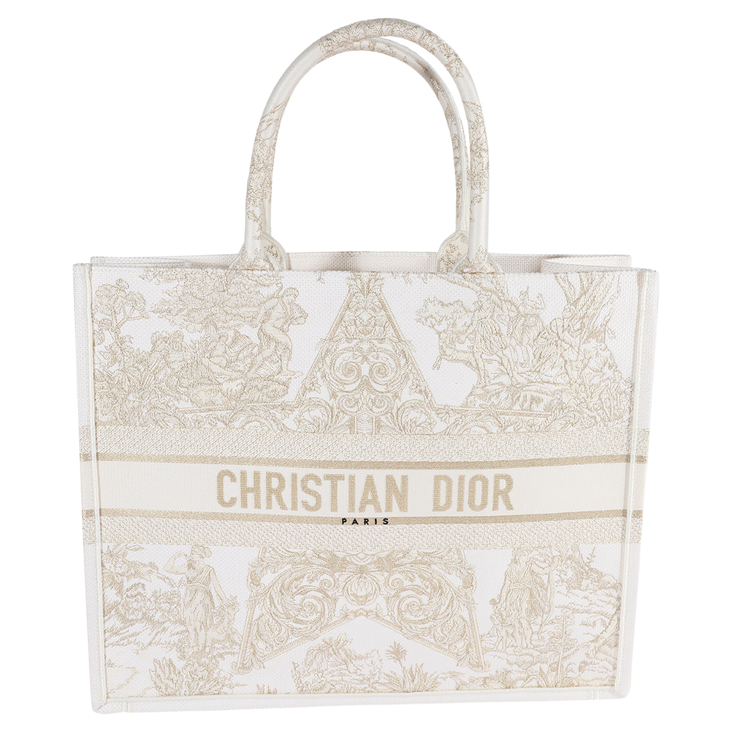 Medium Dior Or Dior Book Tote Gold-Tone D-Lace Embroidery with